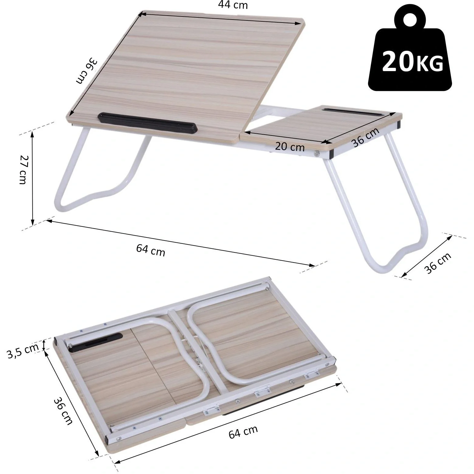 Laptoptisch Betttablett Betttisch Frühstückstisch Serviertablett Lesehalter faltbar verstellbar - 4