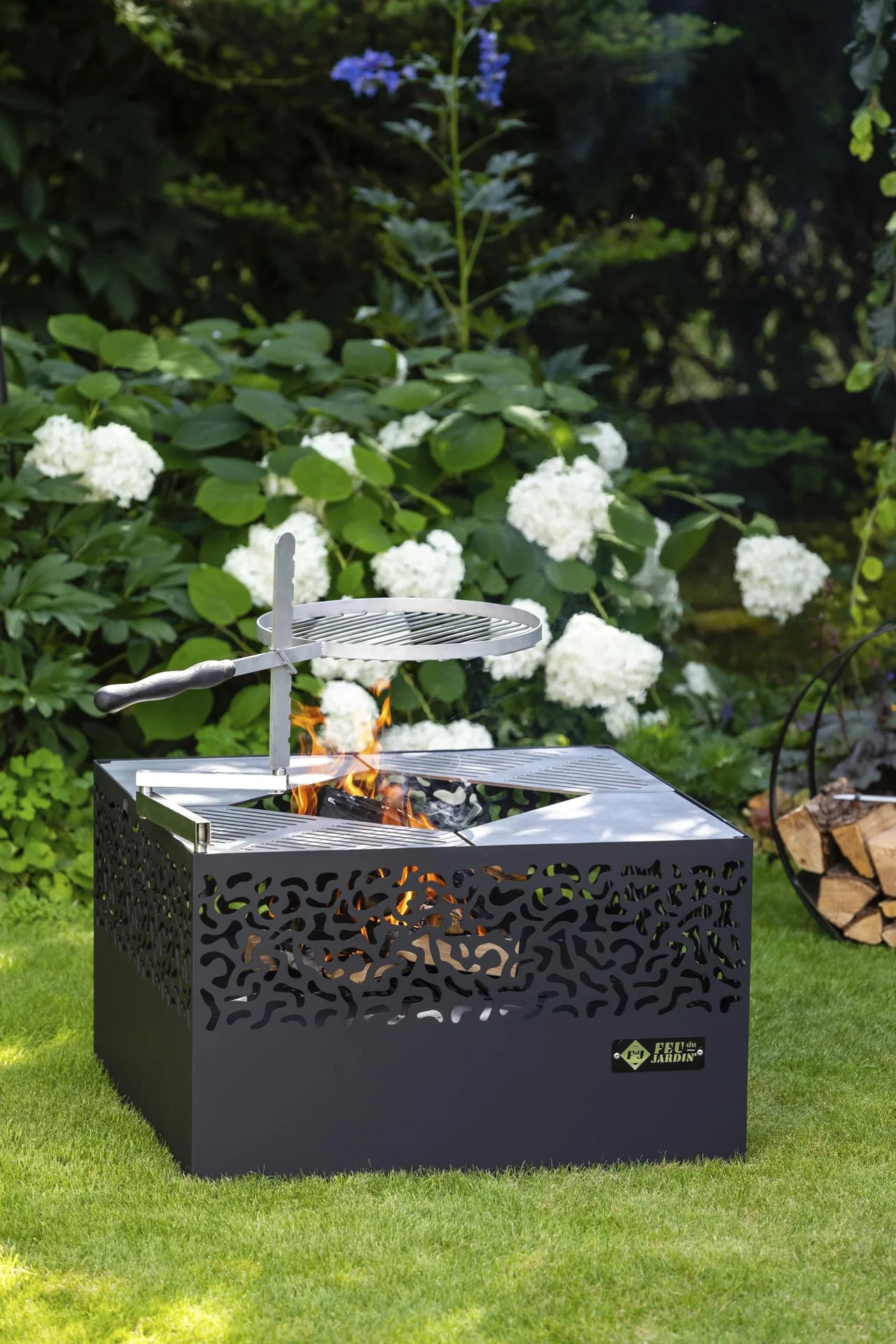 Grill Carre 750 schwarz mit Grillrost Ø38, Schwenkarm und Metallabdeckung - 6