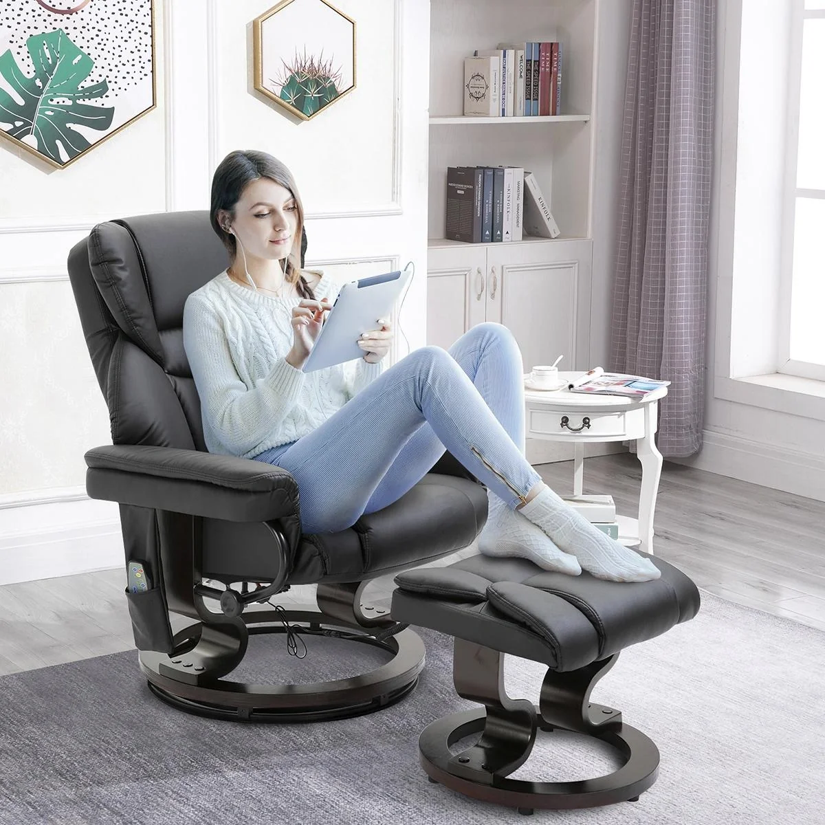 Massagesessel mit Fußhocker Heizfunktion - 1