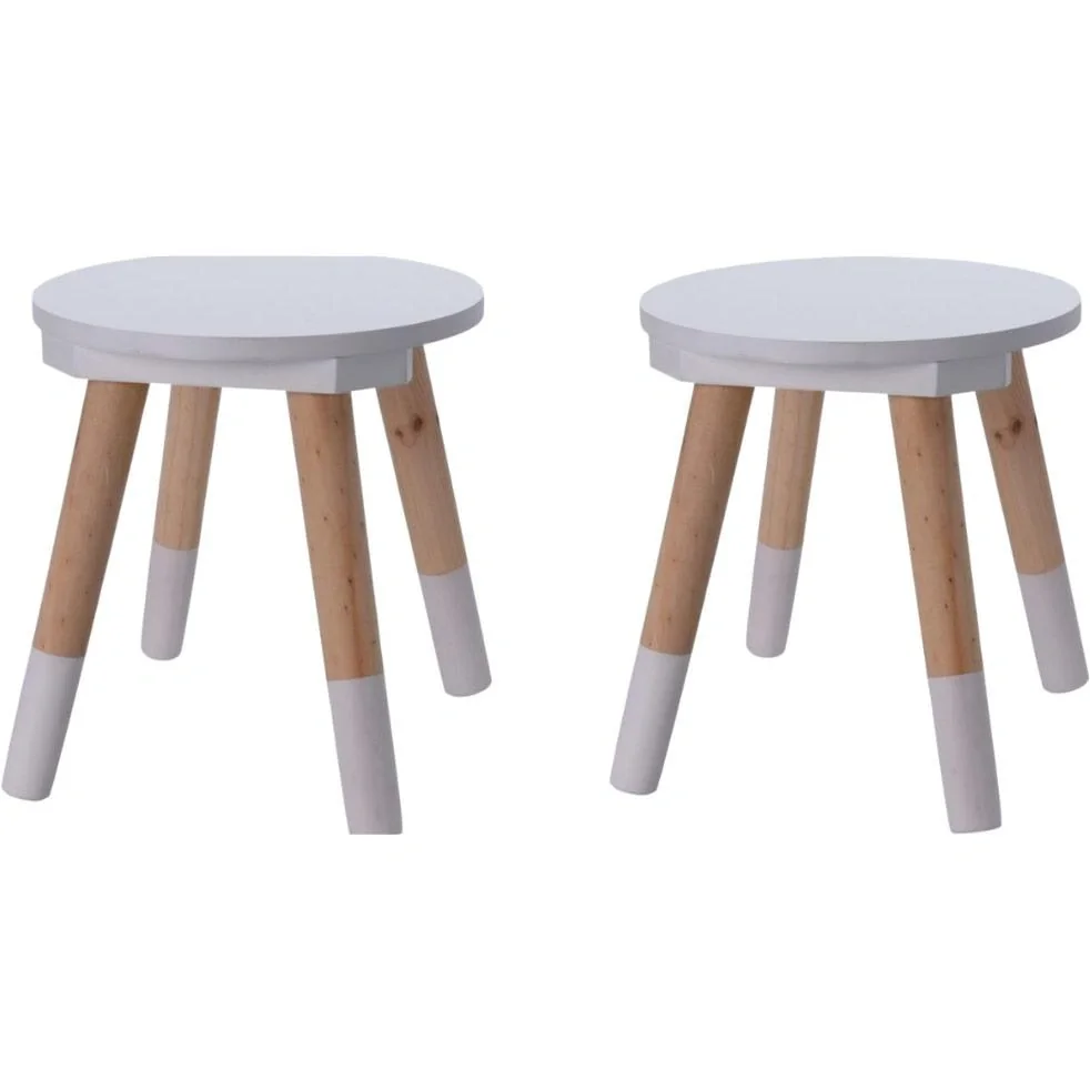 KidCollection SET - 2x Kinderhocker - 26 cm - Weiß - 2