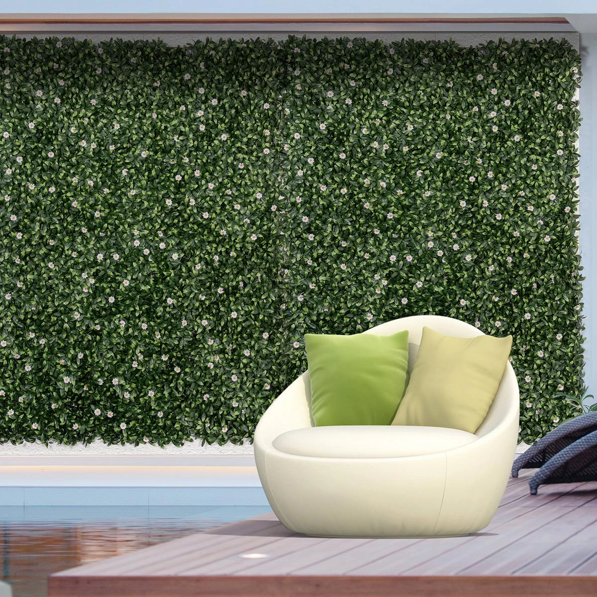 12 Stück künstliches Pflanzenwand Hecke 50x50 cm UV-Schutz Sichtschutz Rhododendronblätter Design Heckenpflanze für Gart - 6