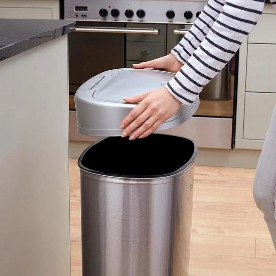 Mülleimer mit Bewegungssensor - Edelstahl - 50 Liter - Sensoreimer - Freisprecheinrichtung - 2