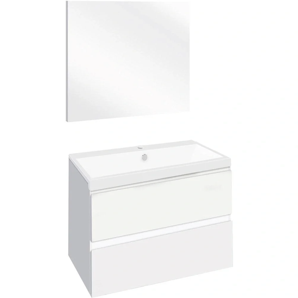 Concept Badezimmermöbel met spiegel 60cm - Weiss/Weiss - 1