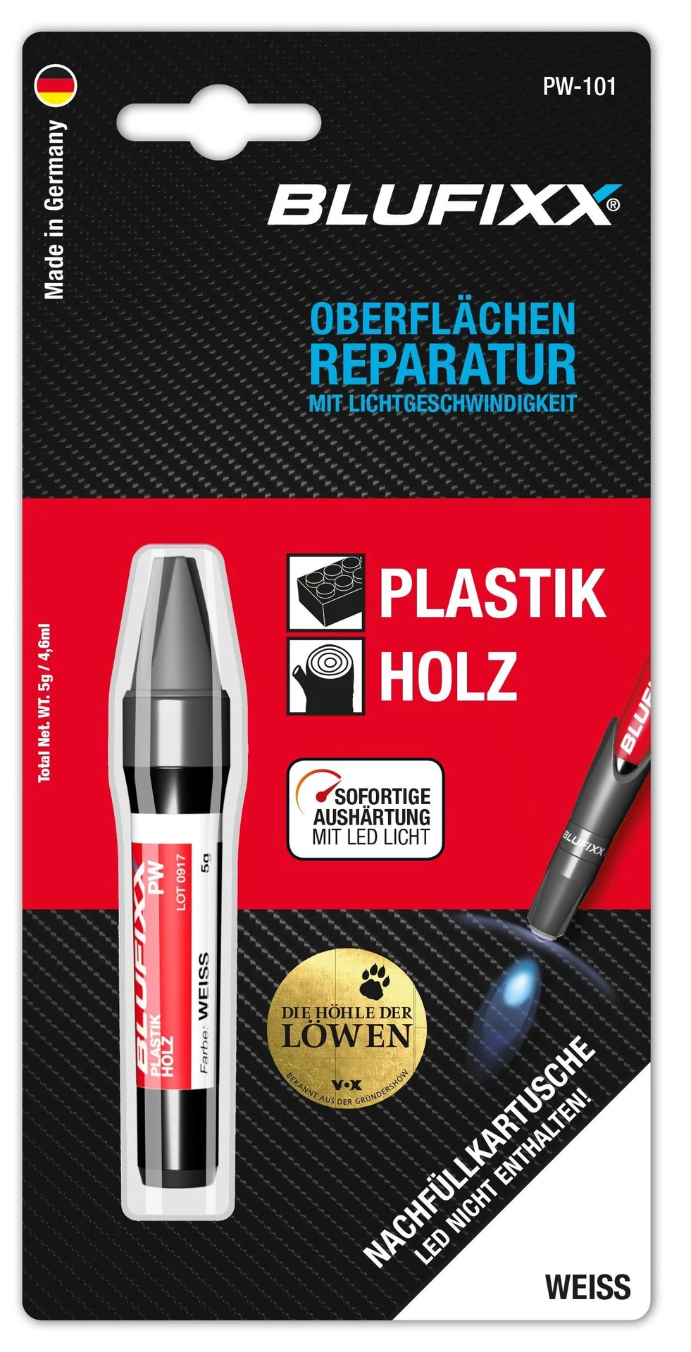 Ersatz-Kartusche 5 g für Reparaturstift Plastik und Holz, weiß - 1