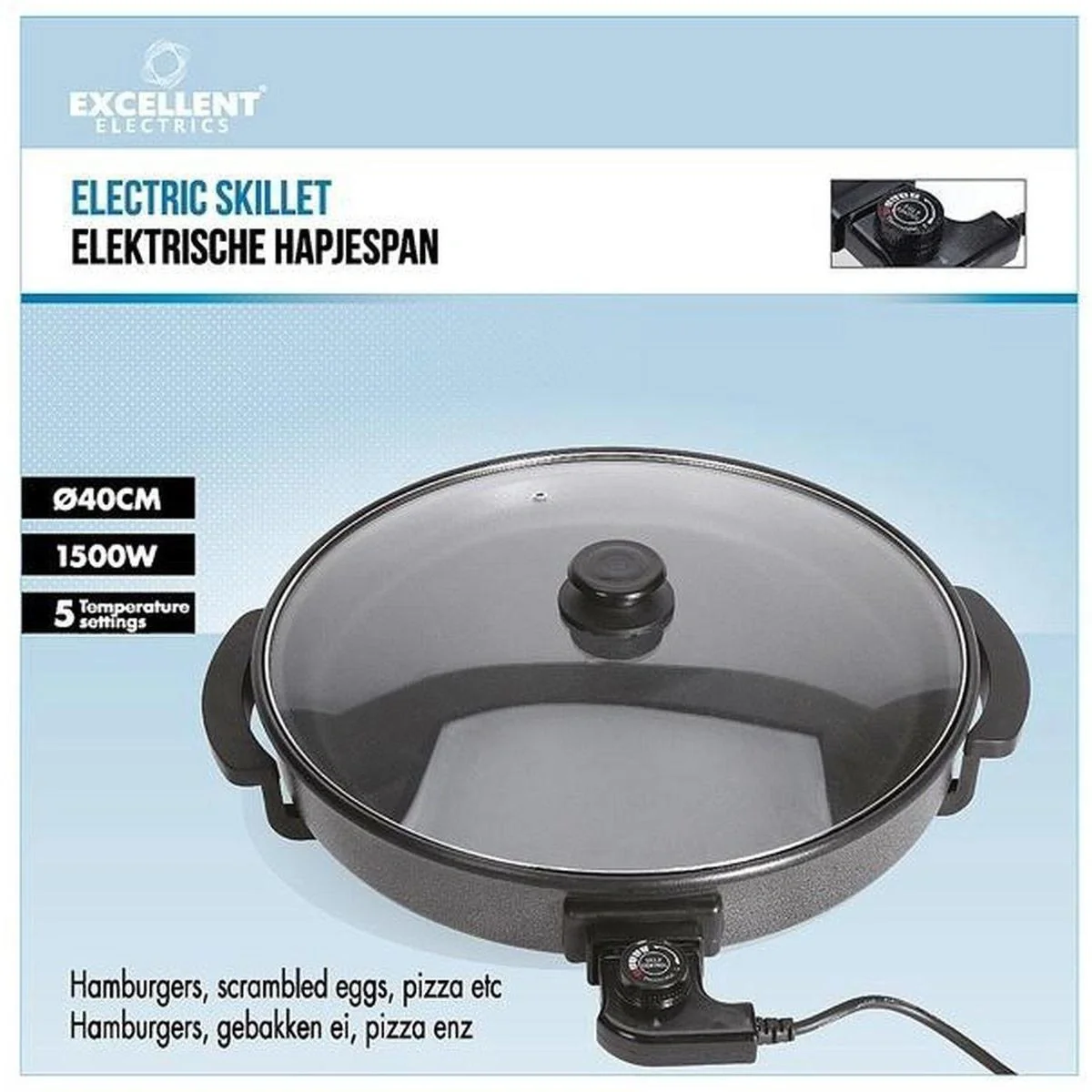 Elektrische Bratpfanne mit Glasdeckel - 40cm - Excellent Electrics - Kochen & Servieren - Pfannen - Bratpfannen - 3