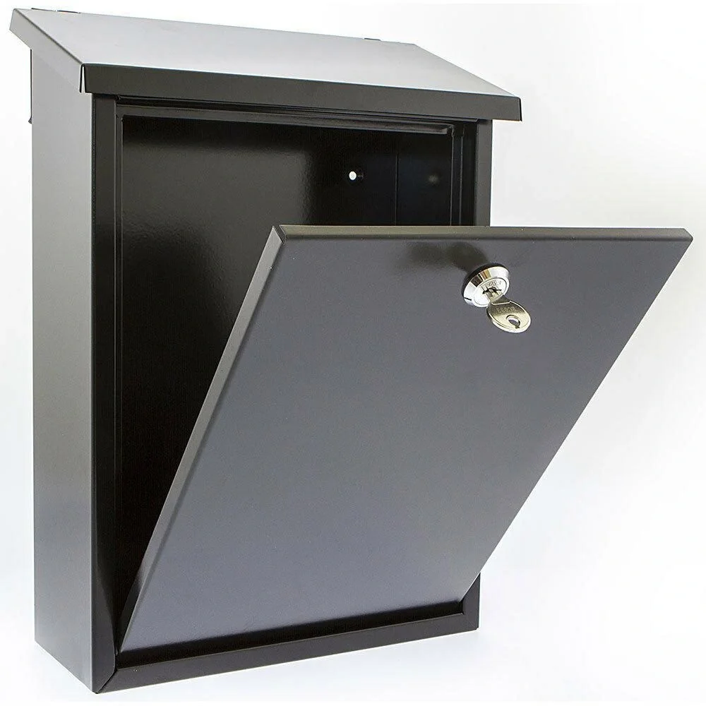 Briefkasten mit 2 Tasten - schwarz glänzend - 400x250x100 mm - 5