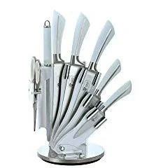 8-teiliges Messerset mit Ständer - weiß - 1