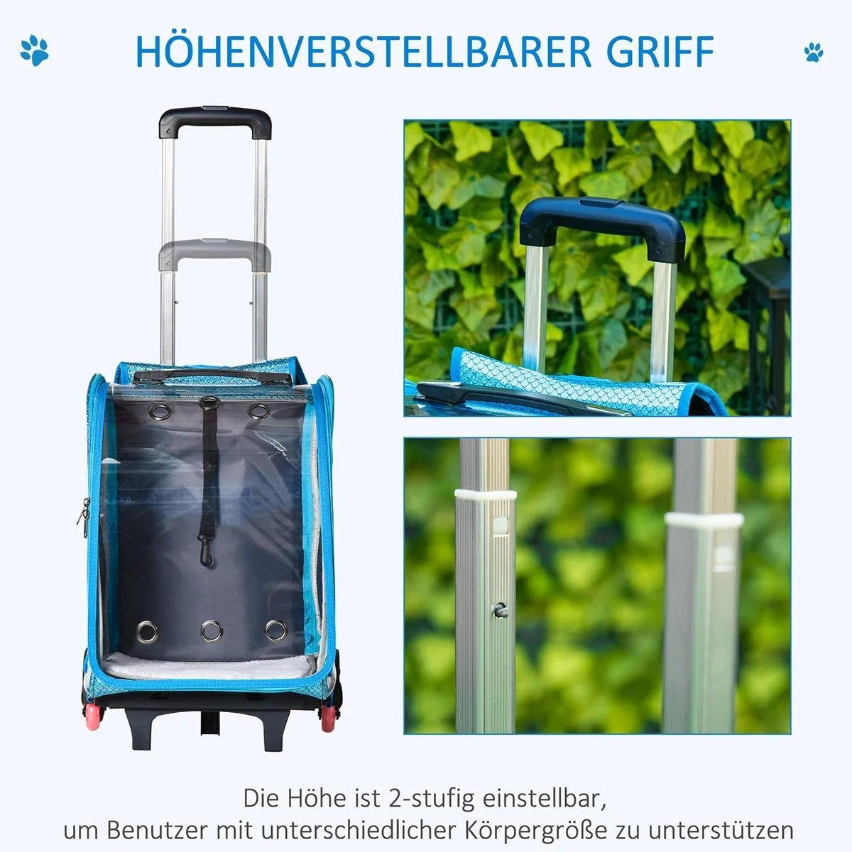 Rucksäcke Trolley für Hund und Katzen 2-in-1 Hundetrolley mit transparentem Fenster Katzentransportbox atmungsaktiv bis - 5