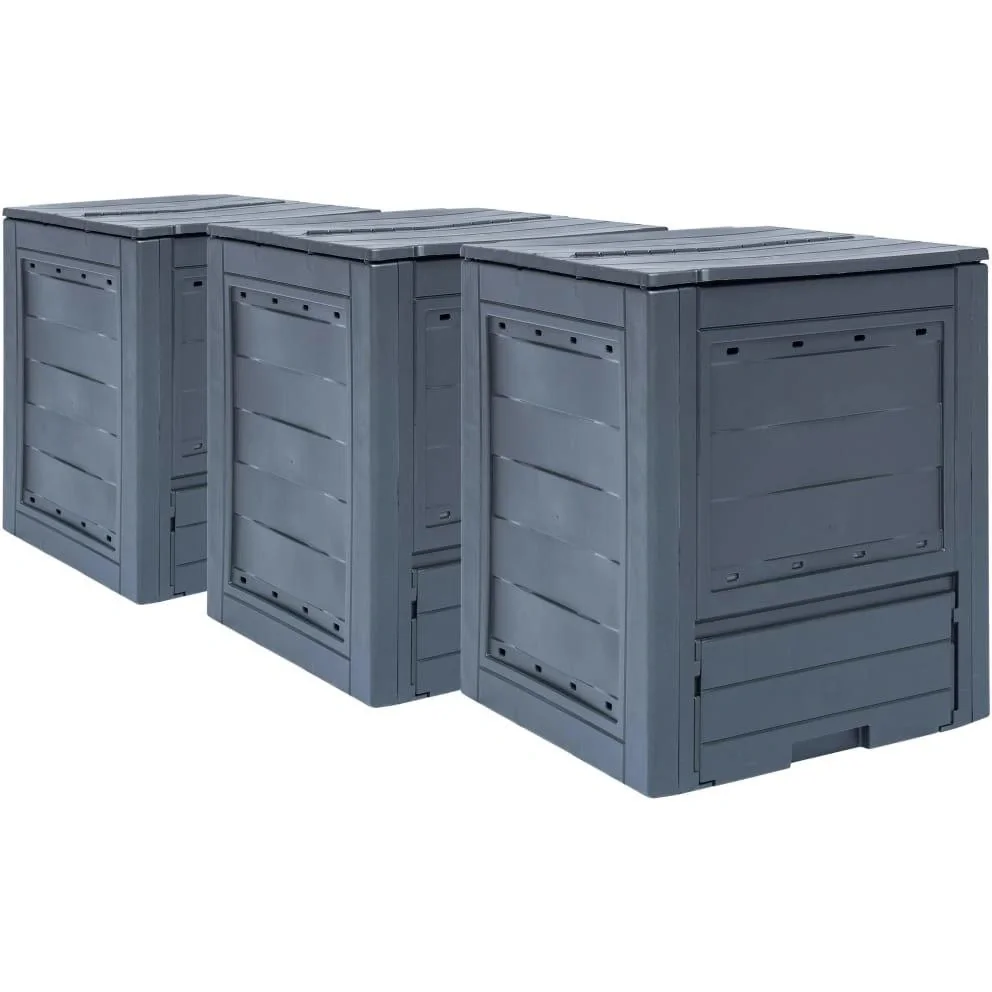 Kompostboxen 3 Stück 780 L 60x60x73 cm grau - 1