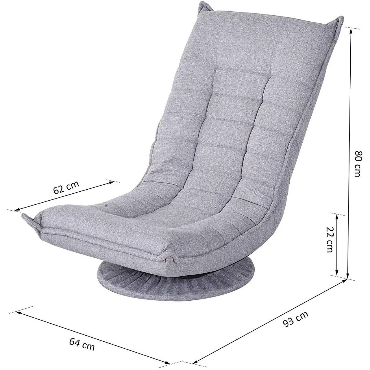 Bodensitzkissen und Rückenkissen Klappstuhl Polsterauflage Leinen Hellgrau 64 x 93 x 80 cm - 4