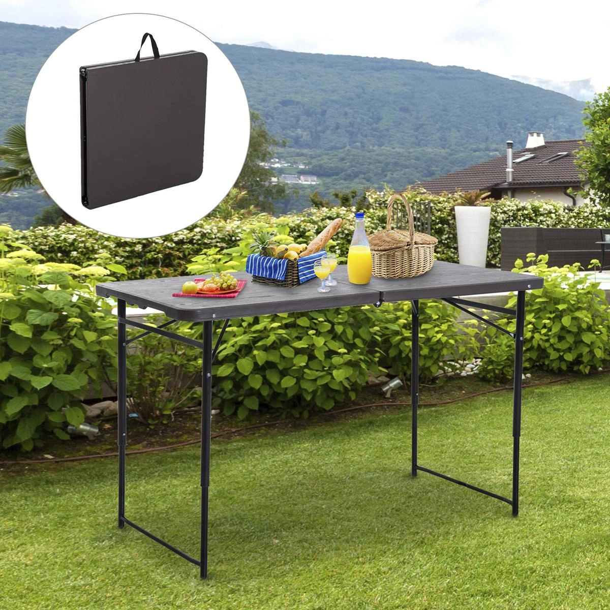 Faltbarer Campingtisch braun/schwarz - 4