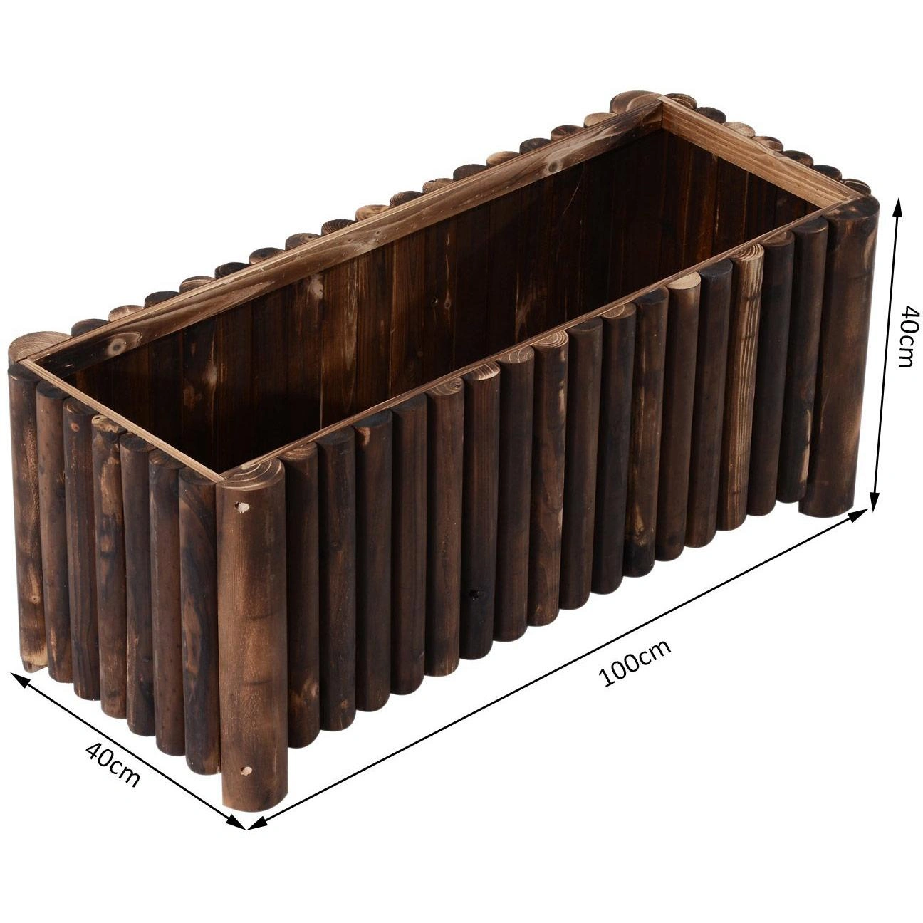 Hochbeet L100 x W40 x H40cm Pflanzkasten Gemüsebeet Holz - 2