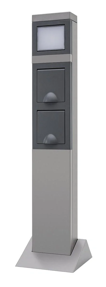 Garten Steckdosensäule 2fach mit LED Beleuchtung, Alu - 3