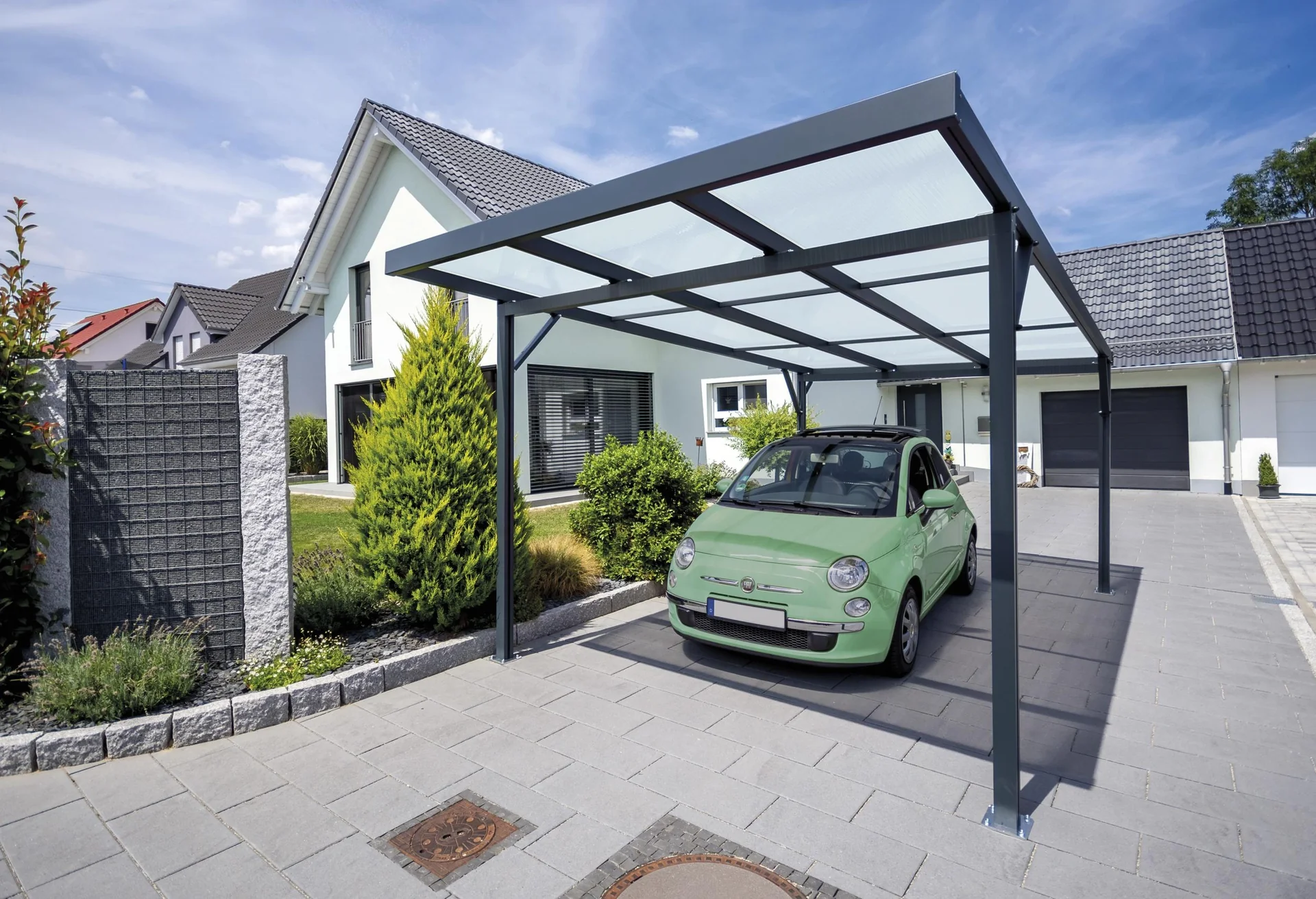 Carport Premium, anthrazit, 3094 x 5620 mm - Klima blue - 3