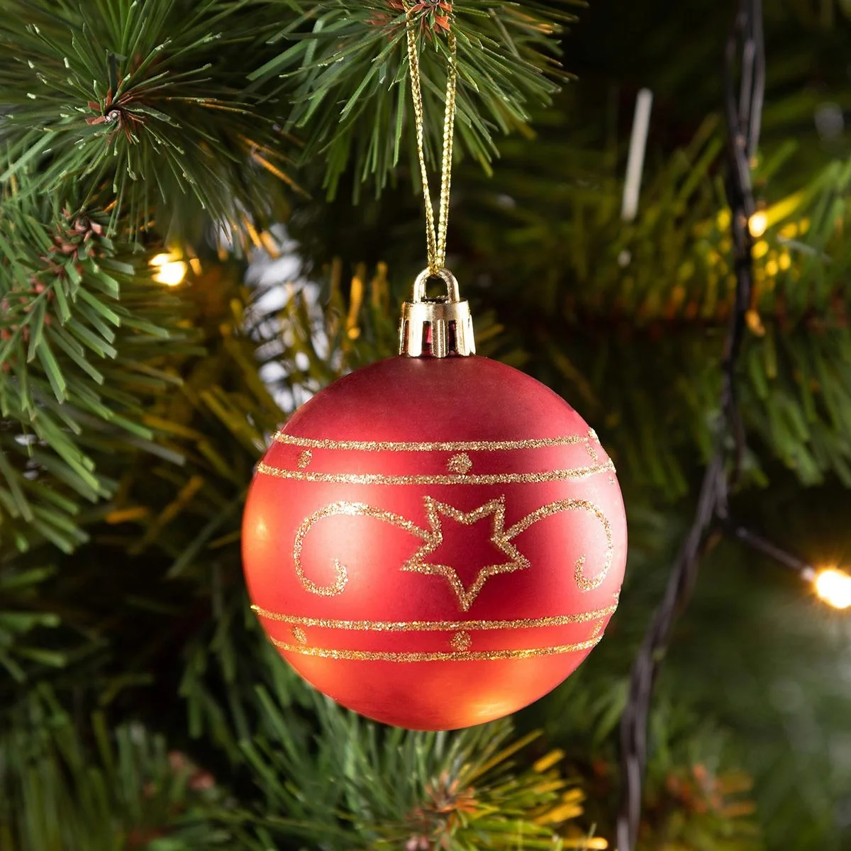 Weihnachtskugeln - Weihnachtsbaumbeleuchtung - 24er Set Rot - 5
