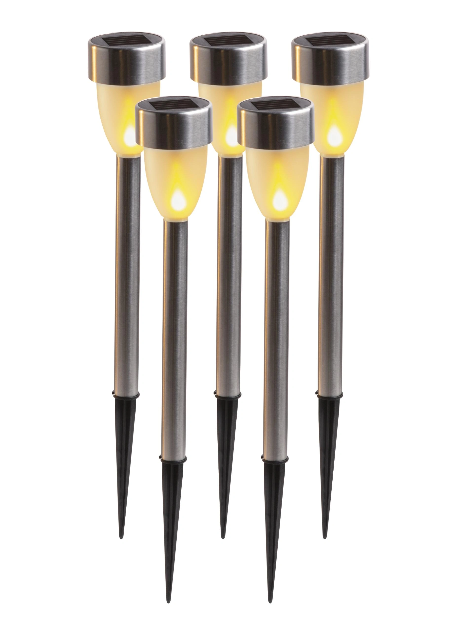 Solar LED Edelstahl Leuchten – 5 Stück - 9