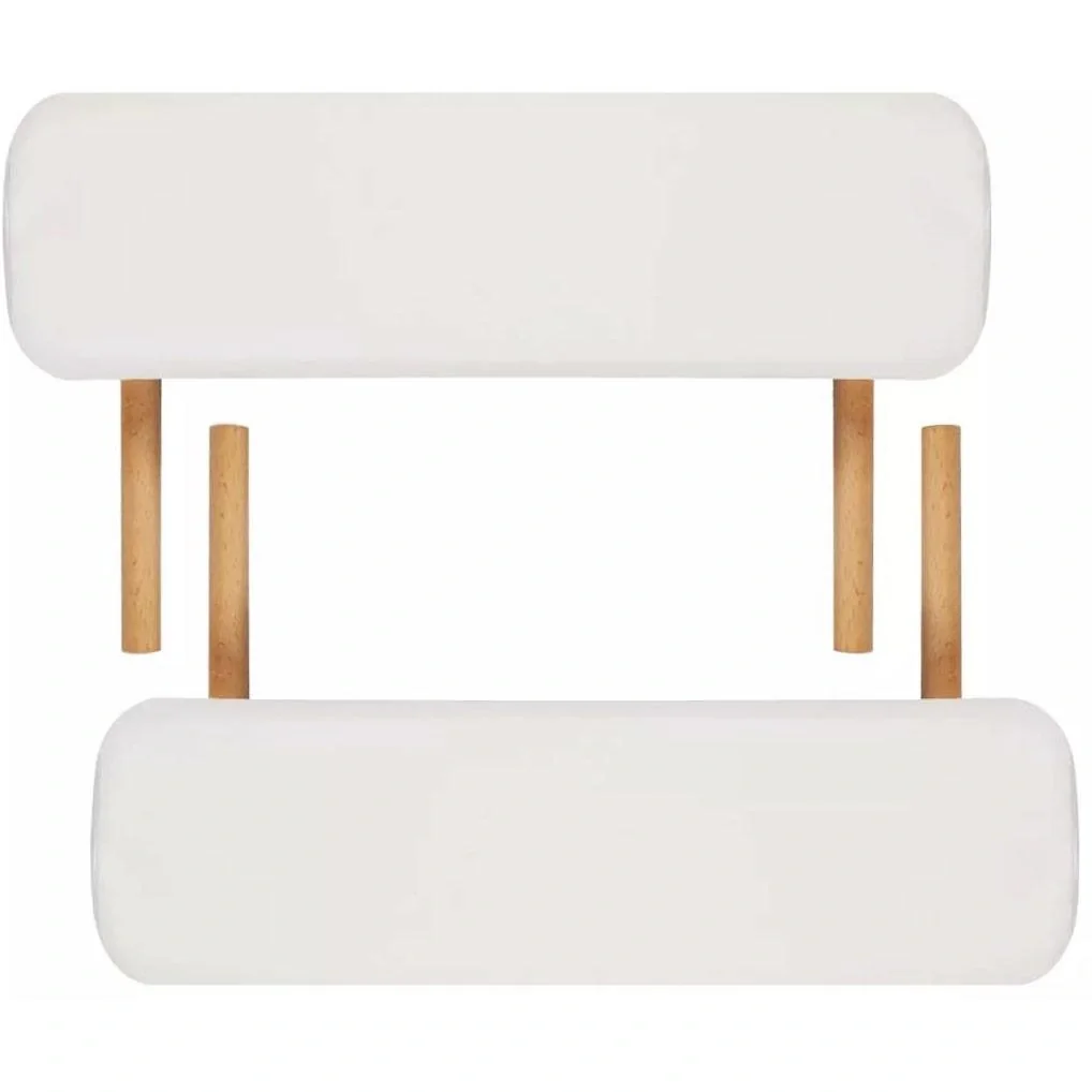 Klappbare Massageliege 3 Zonen mit Holzrahmen (creme) - 8