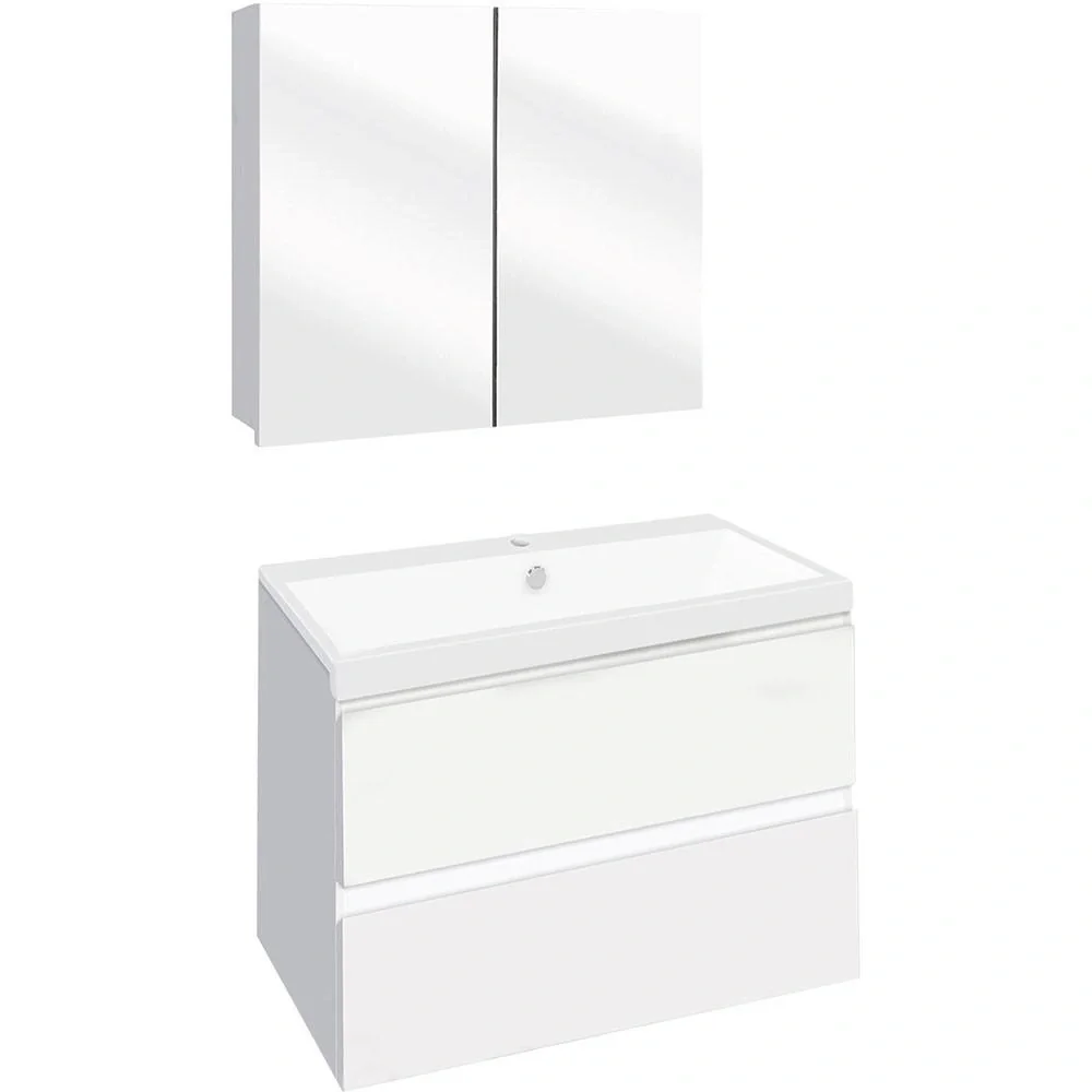 Concept Badezimmermöbel met Spiegelschrank 60cm - Weiss/Weiss - 1