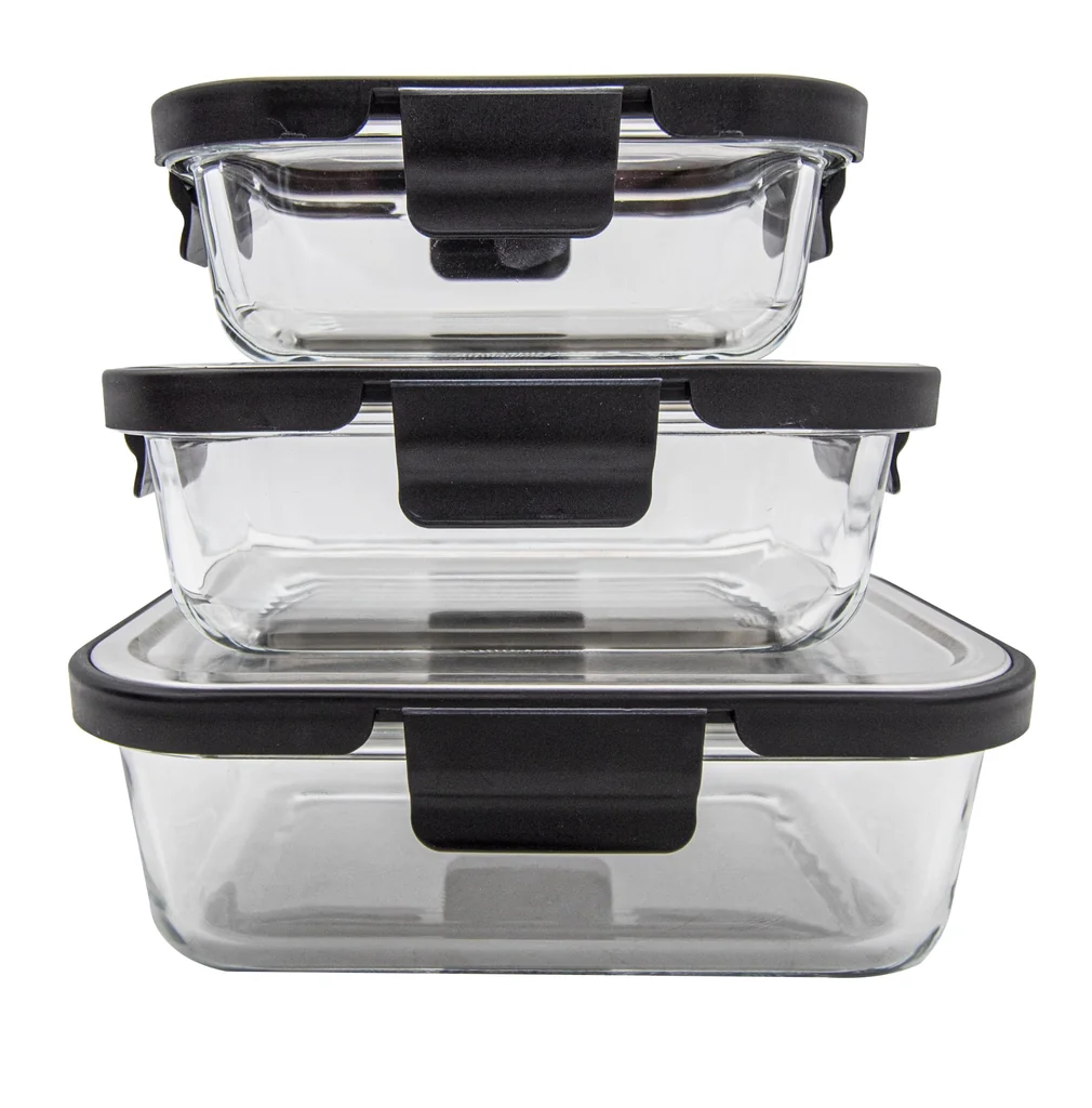 Glas Vorratsdosen Edelstahl-Klick 6-teilig, 370/620/1000 ml - Frischhaltedosen! Glasdosen! - 5