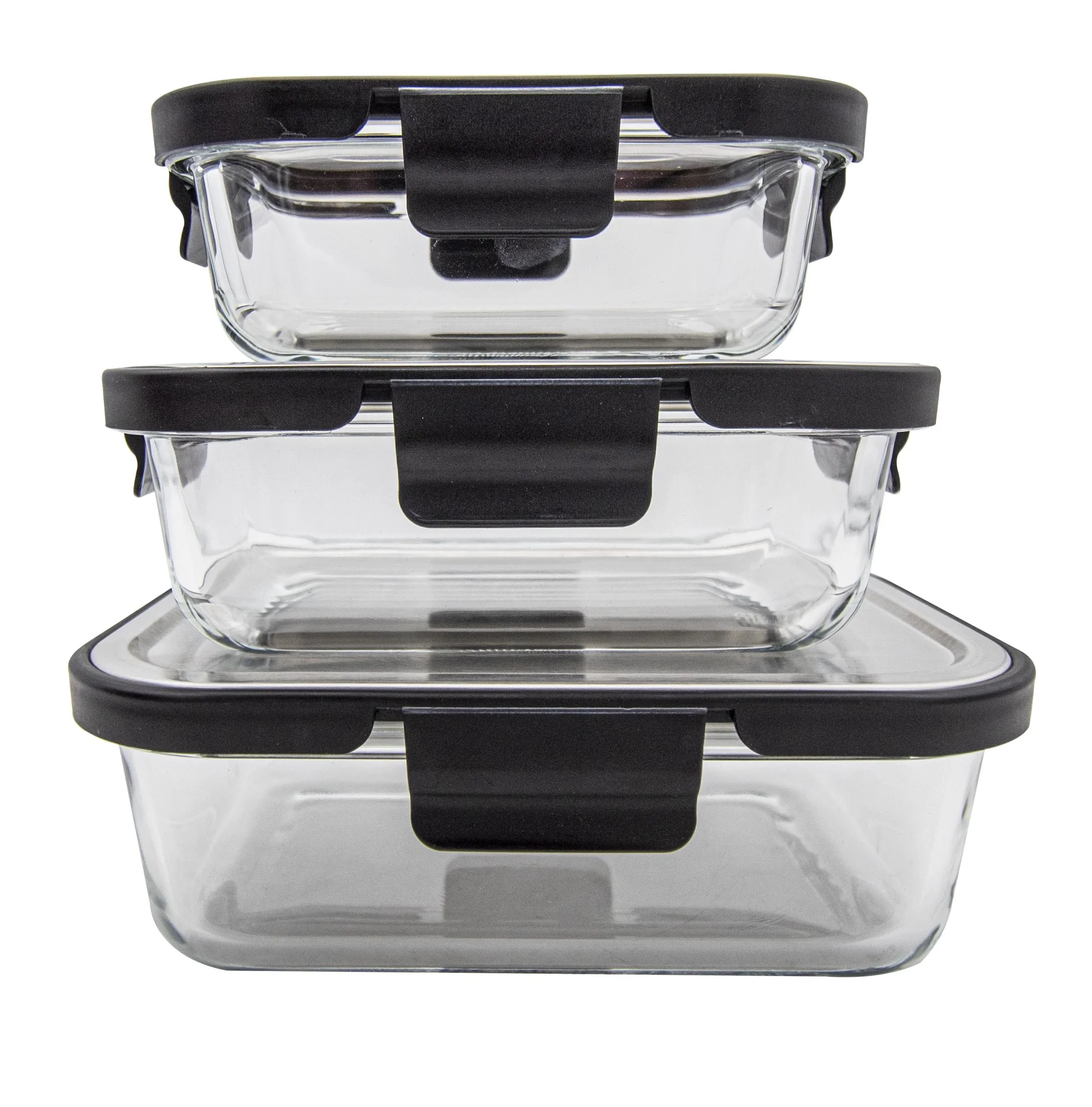 Glas Vorratsdosen Edelstahl-Klick 6-teilig, 370/620/1000 ml - Frischhaltedosen! Glasdosen! - 5