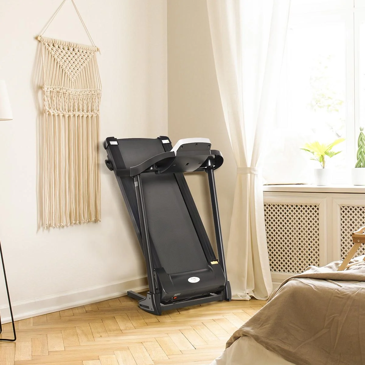 Laufband Klappbar elektrisch 500W 1-12,8 km/h mit LED-Display Getränkehalter und Handyhalterung für Home Gym Indoor Fitn - 4