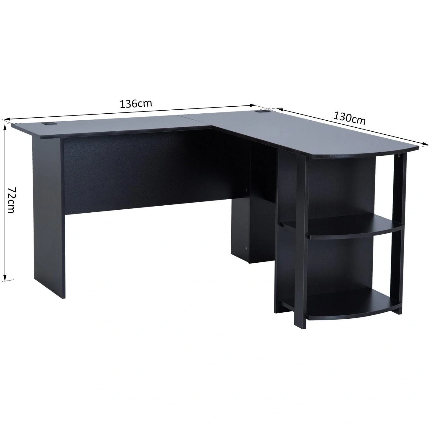 Eckschreibtisch Schreibtisch Staufach Schwarz L136 x B130 x H72cm - 5