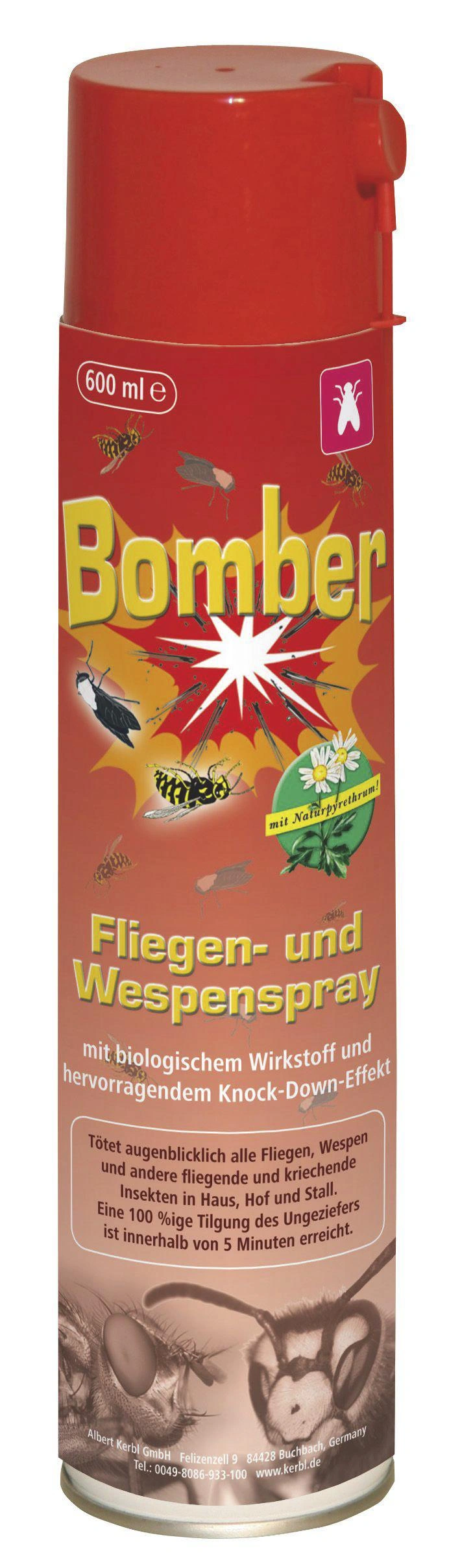 Aerosolspray gegen Fliegen + Wespen, Bomber, 600 ml - 2