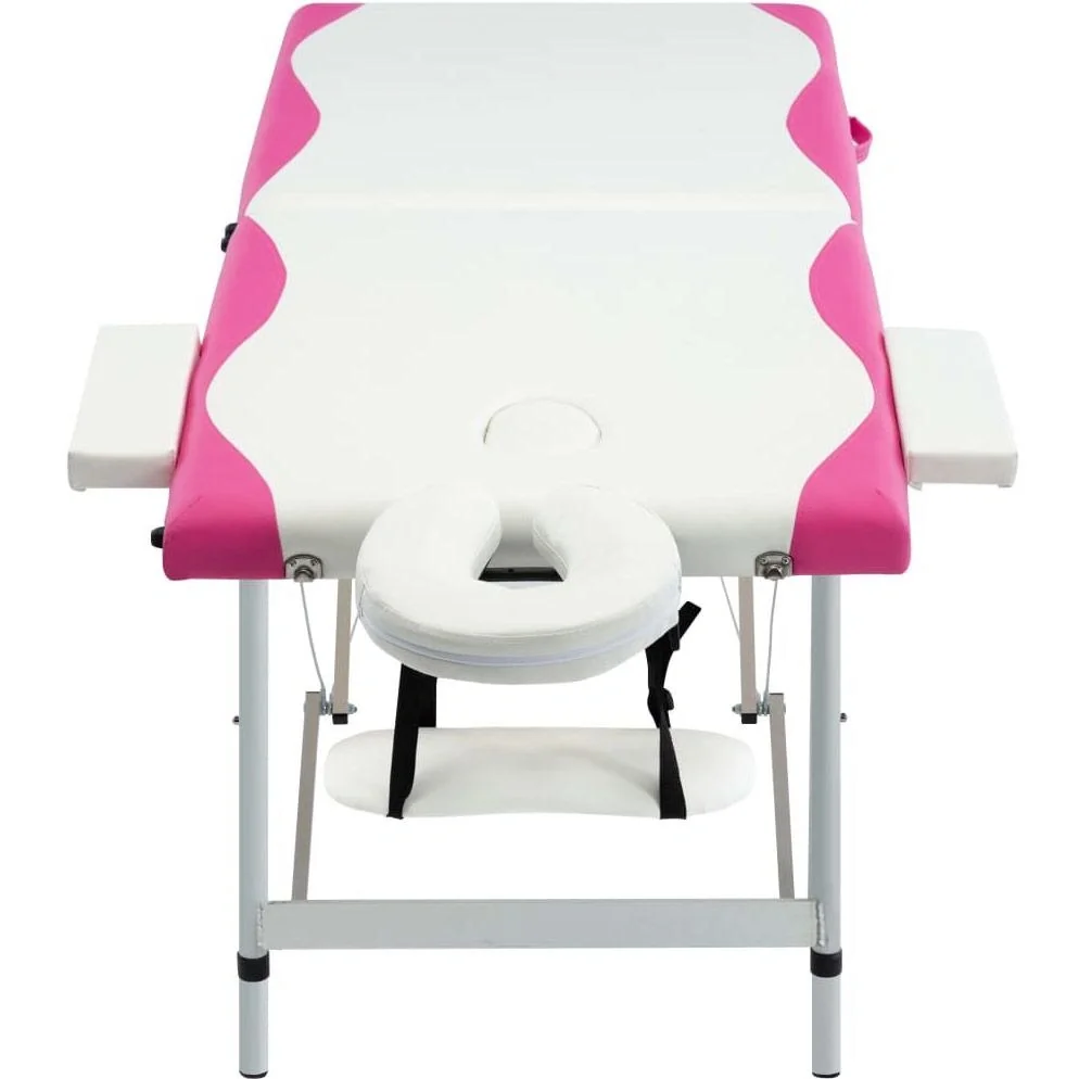 Klappbarer Massagetisch mit 2 Zonen Aluminium weiß und rosa - 8