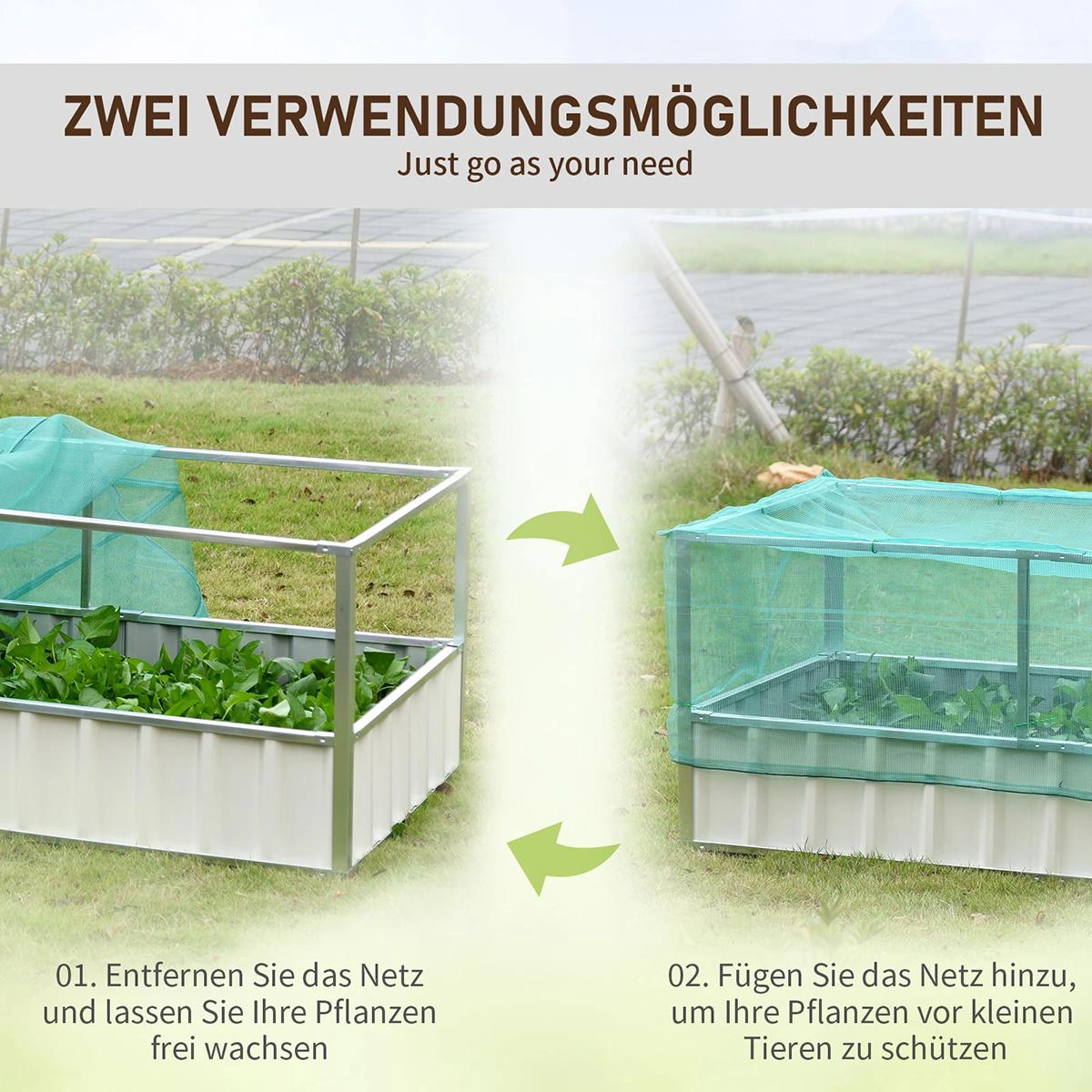 Gartenbeet mit Netzabdeckung weiß/grün - 10