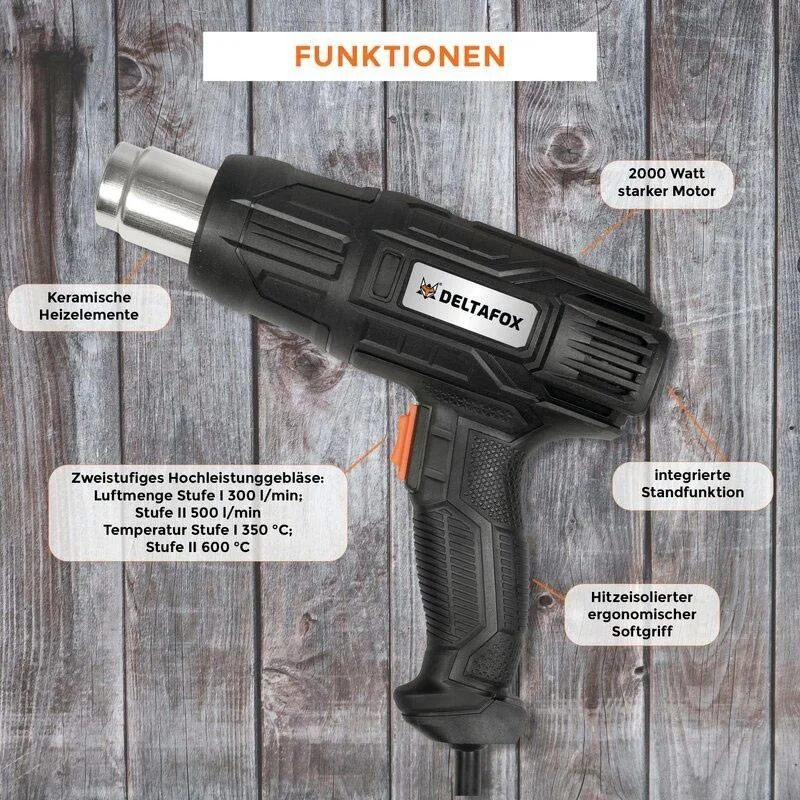 Deltafox Elektrische Heißluftpistole - 2000W - DP-EHG 2050 - 6