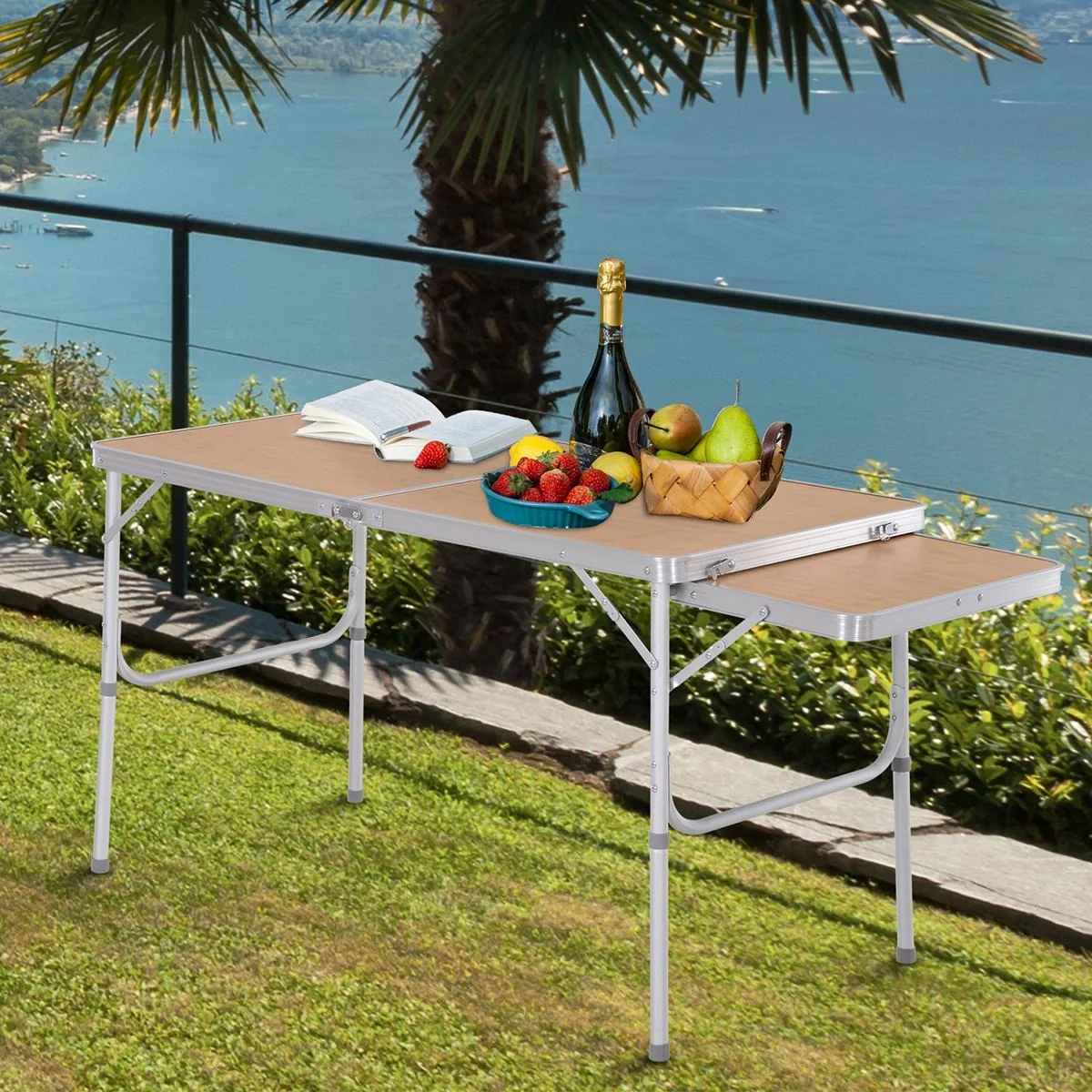 Picknicktisch mit seitlicher Tischplatte hellbraun - 3
