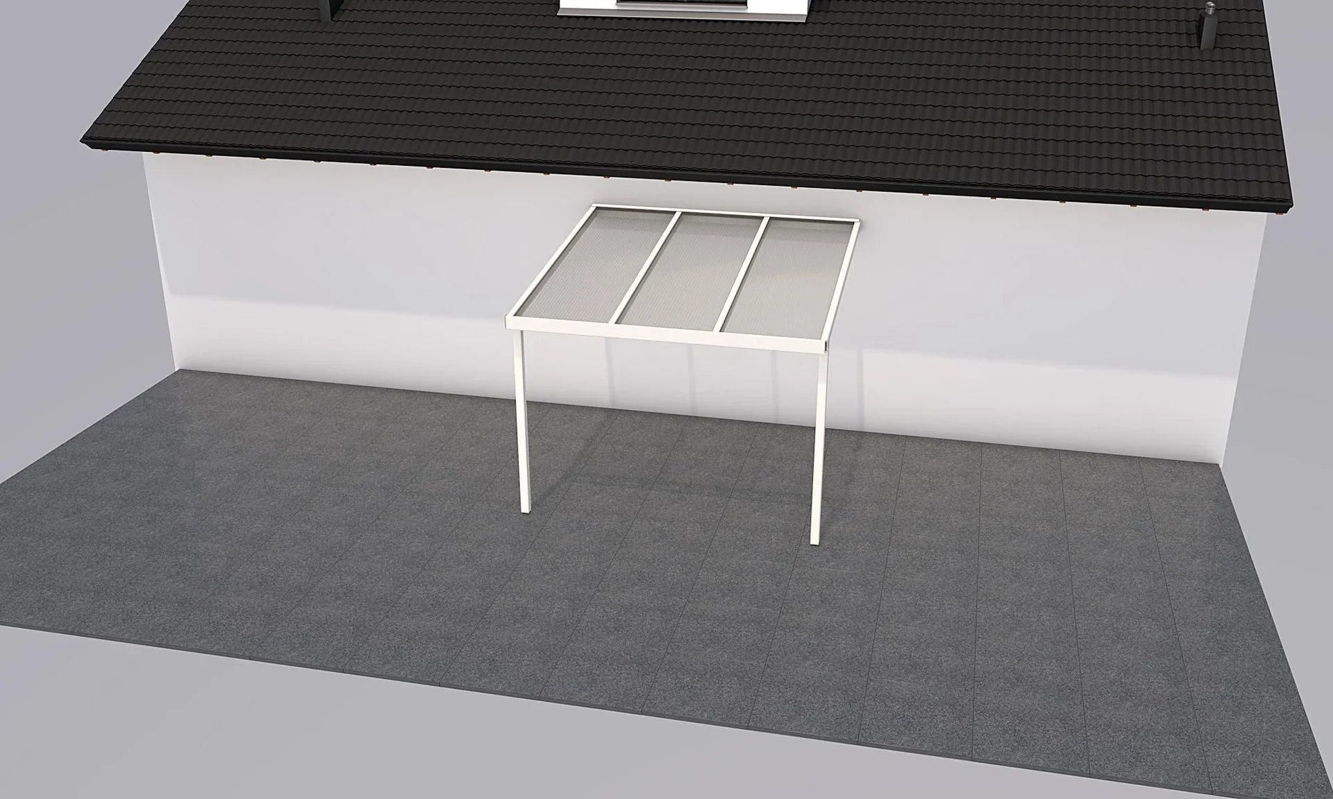Terrassendach Premium, weiß, 3094 x 3060 mm - Polycarbonat Stegplatten 16 mm, klar - 3