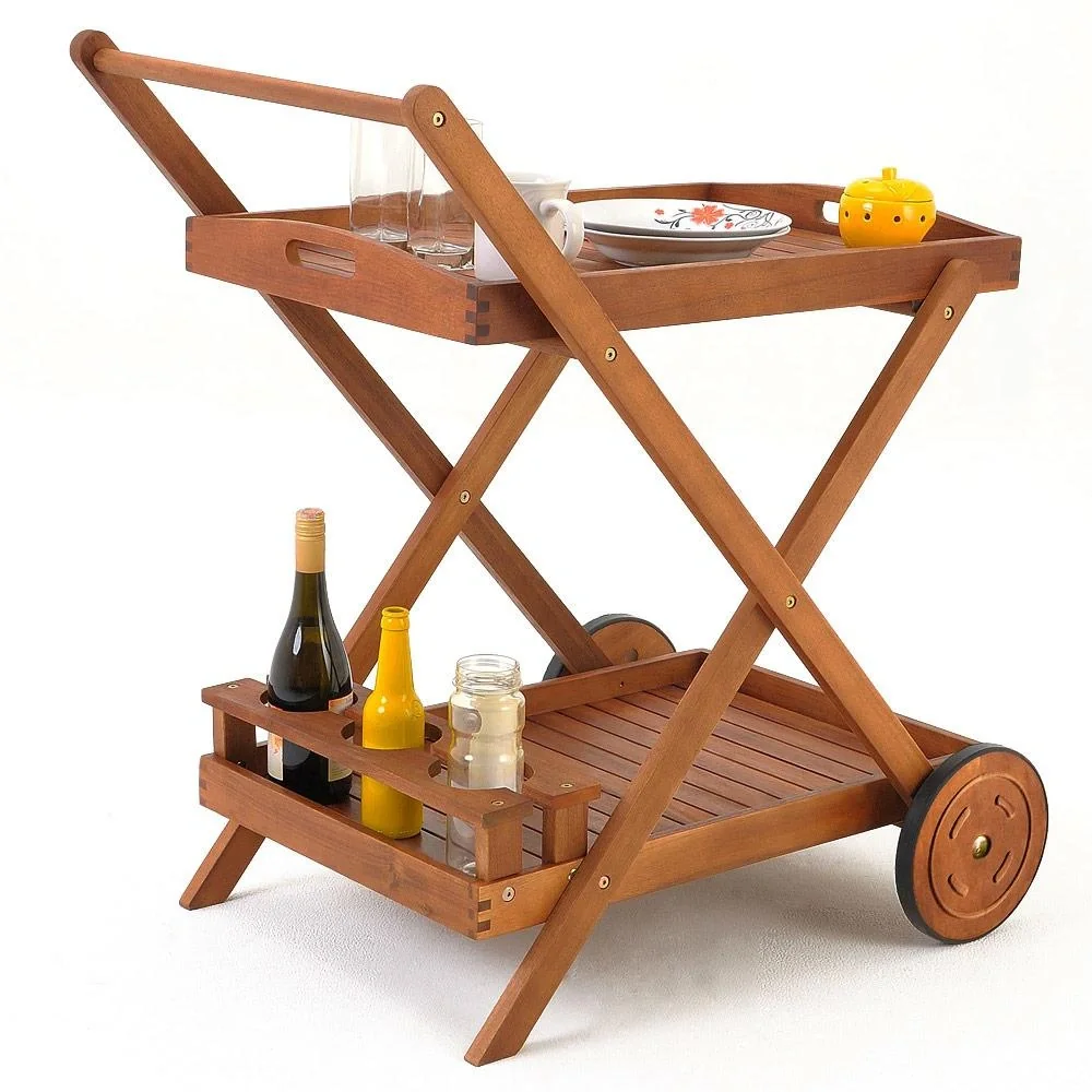 Wagen mit Rädern aus Akazienholz - 5