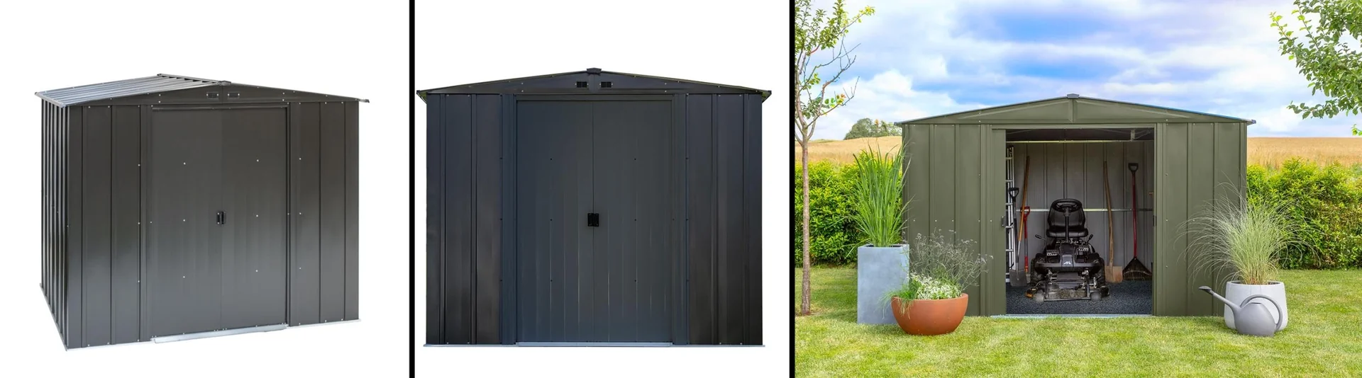 Gerätehaus Metallgerätehaus 10x8 313x242x209 cm Onyx Schwarz - 7