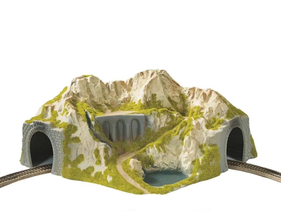 Ecktunnel, 1-gleisig, gebogen, 41 x 37 cm, 20 cm hoch, Durchfahrtshöhe 9,3 cm, Geeignet für R1 oder R2 - 1