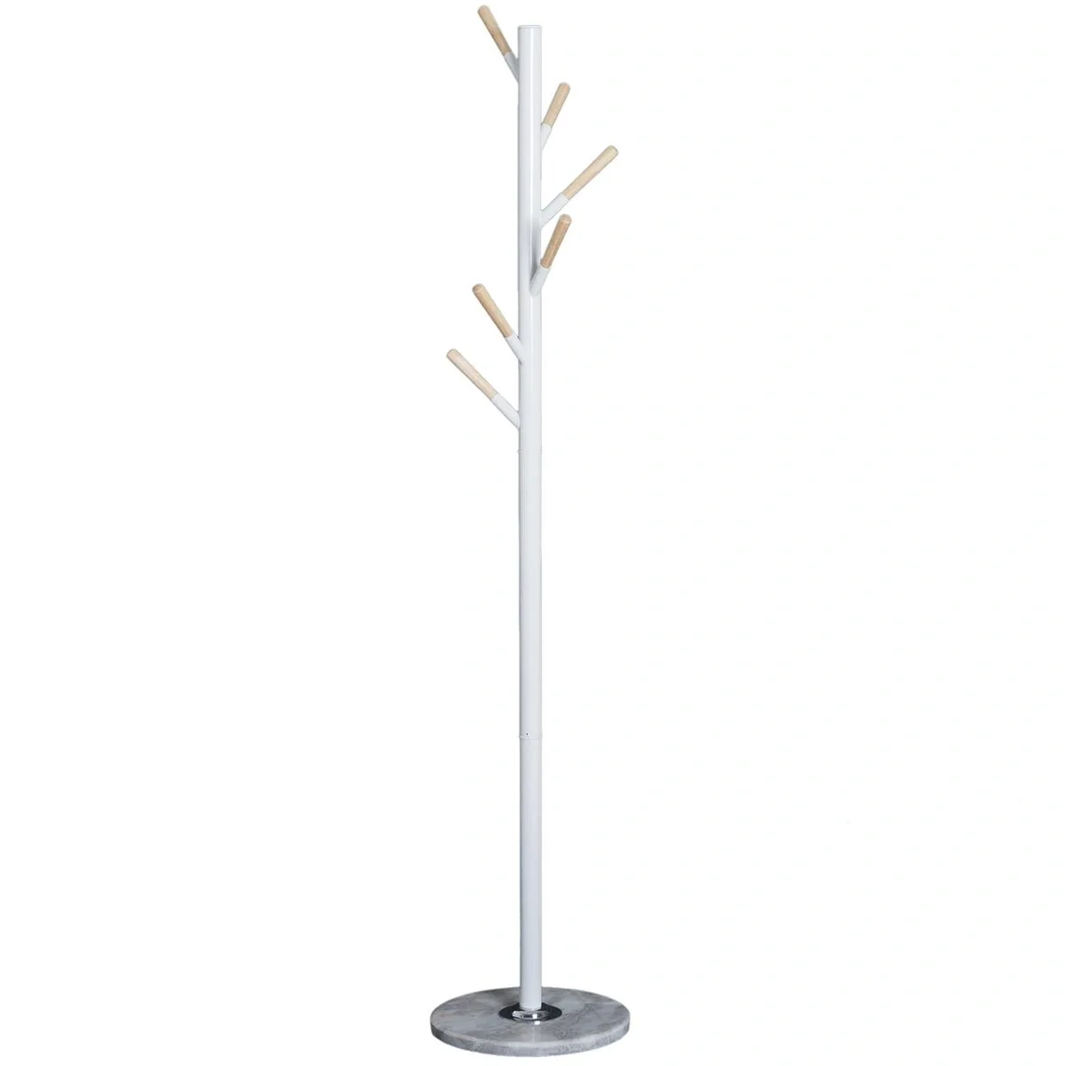 Garderobenständer mit 6 Haken weiß/natur - 4