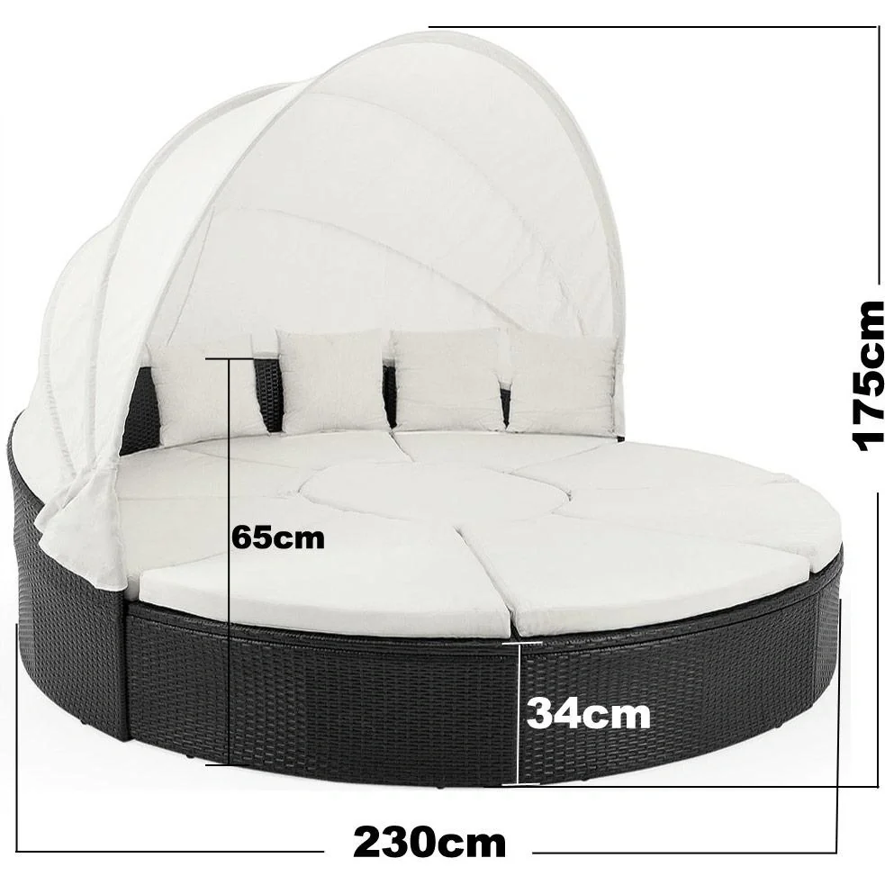 Polyrattan-Sonneninsel Ø230cm mit 9 Sitzkissen und 4 Kopfkissen - 3