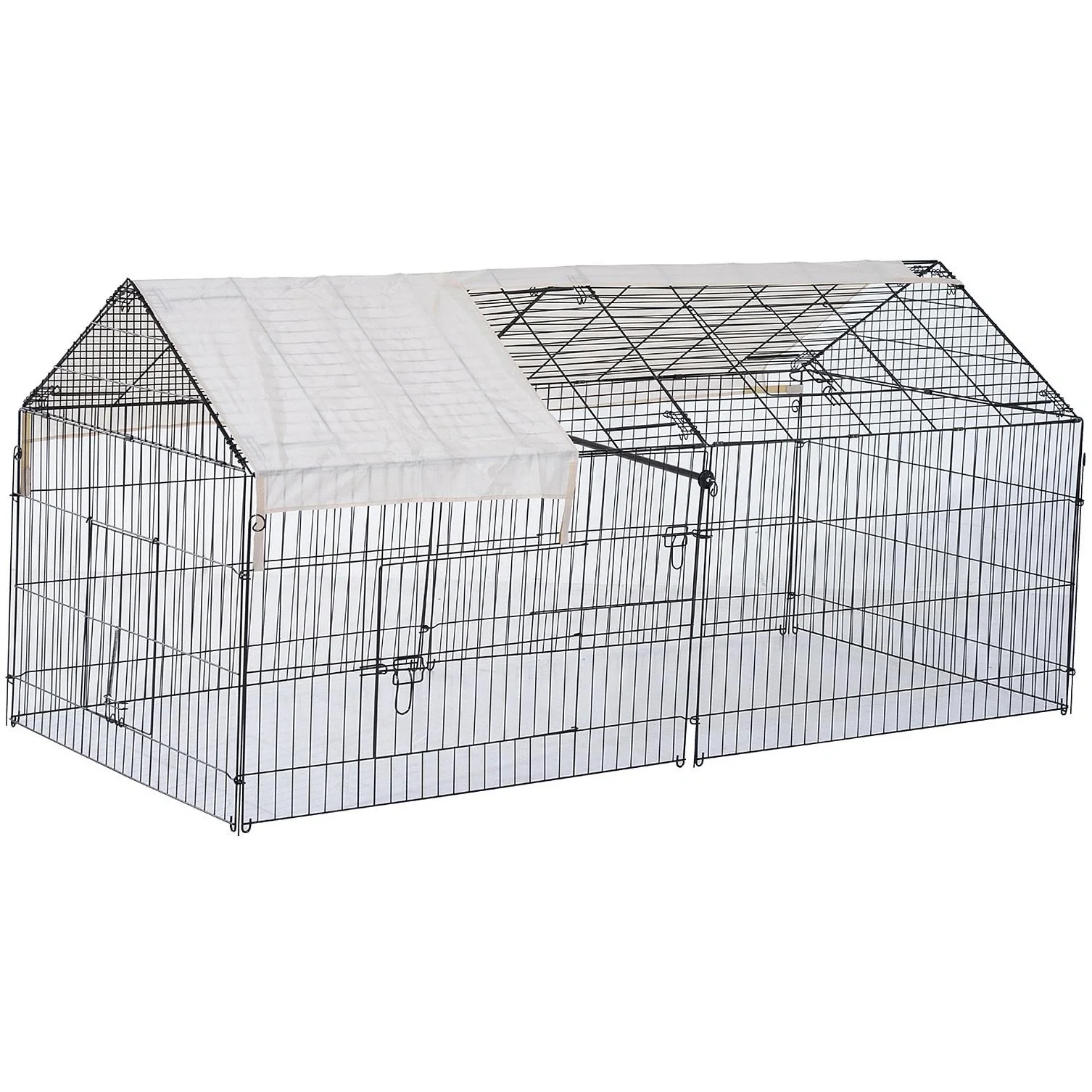 Freigehege Kaninchenstall mit Sonnenschutz Metall Beige - 6