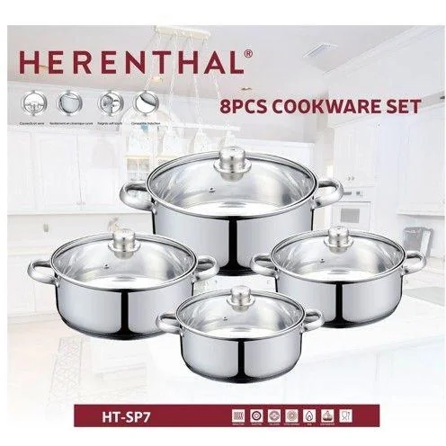 Herenthal 8-teiliges Kochgeschirr-Set mit Deckel - Silber - 2