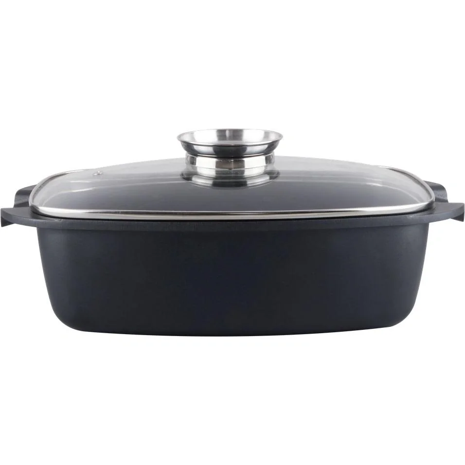 Kasserolle - mit Glasdeckel - 32 cm - Schwarz - 6