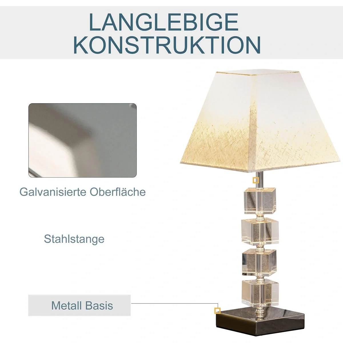 Tischlampe mit Kristallsockel cremeweiß - 10