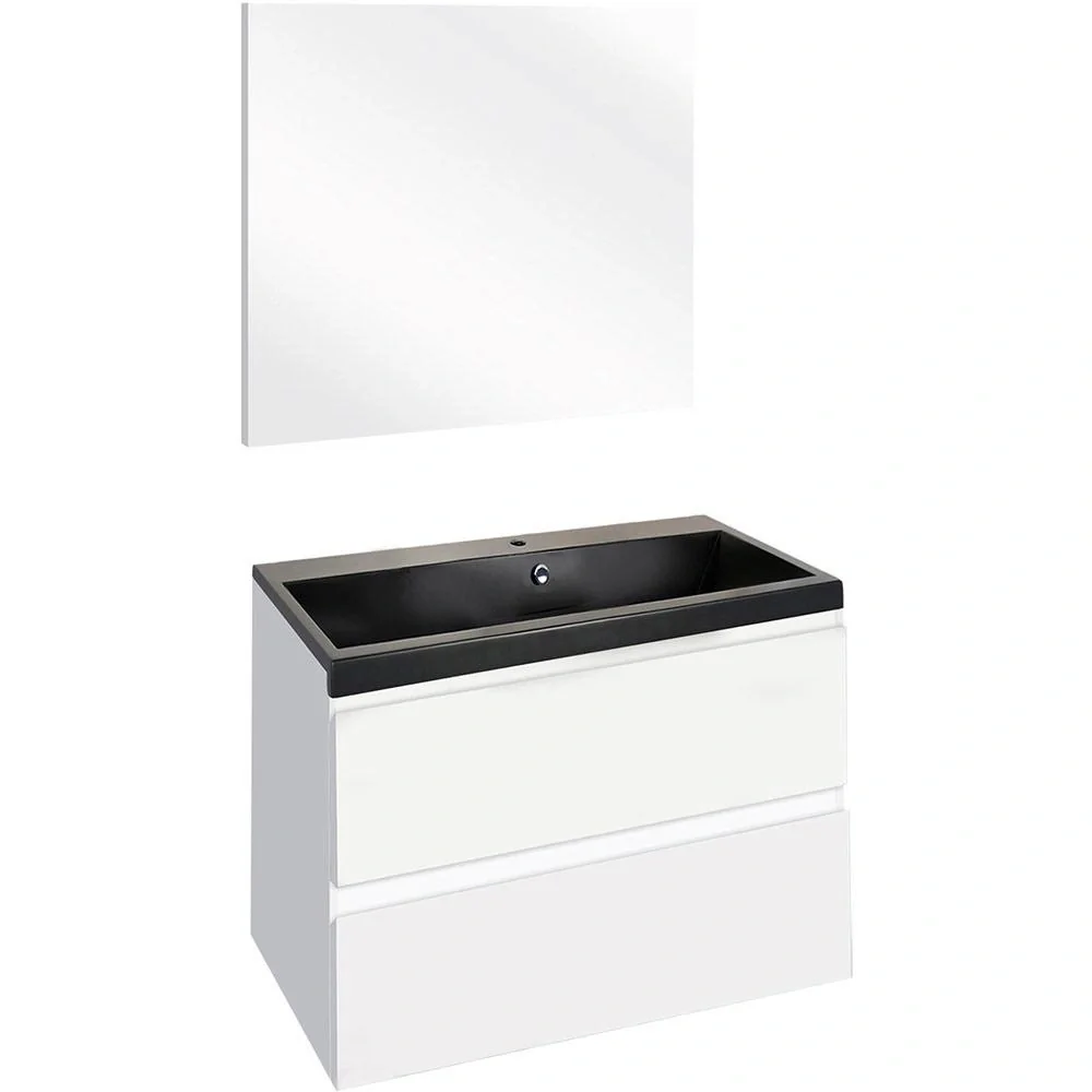 Concept Badezimmermöbel met spiegel 60cm - Weiss/schwartz - 1