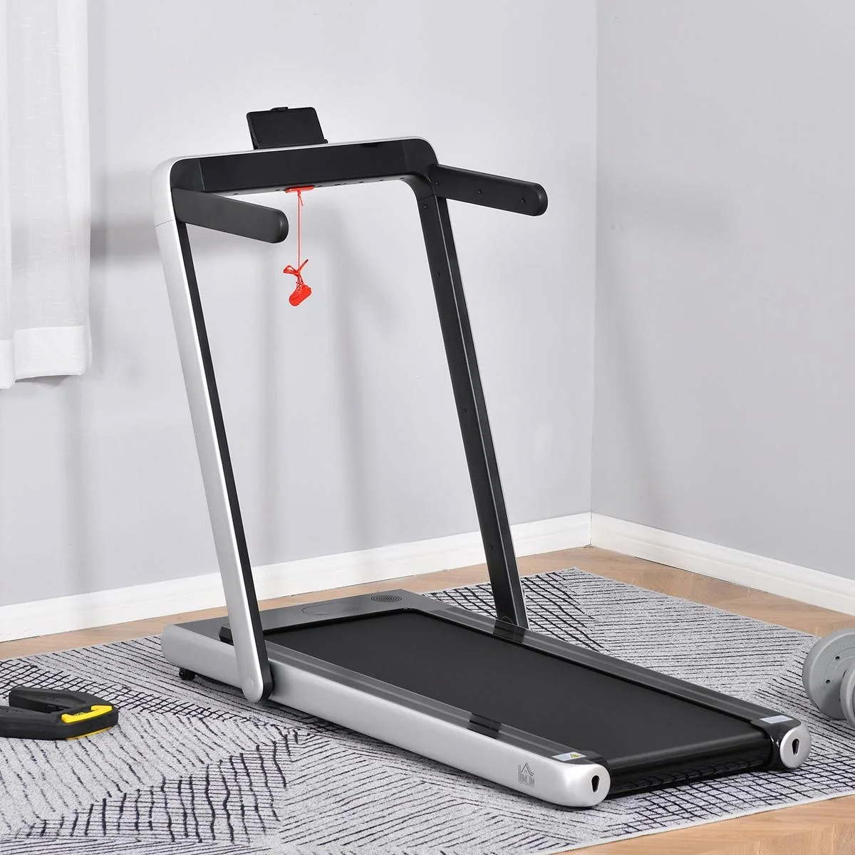 Elektrisches Laufband mit LED-Display Faltbares Fitnessgerät 1-12 Km/h Stahl Schwarz+Silber 134 x 66 x 107 cm - 3