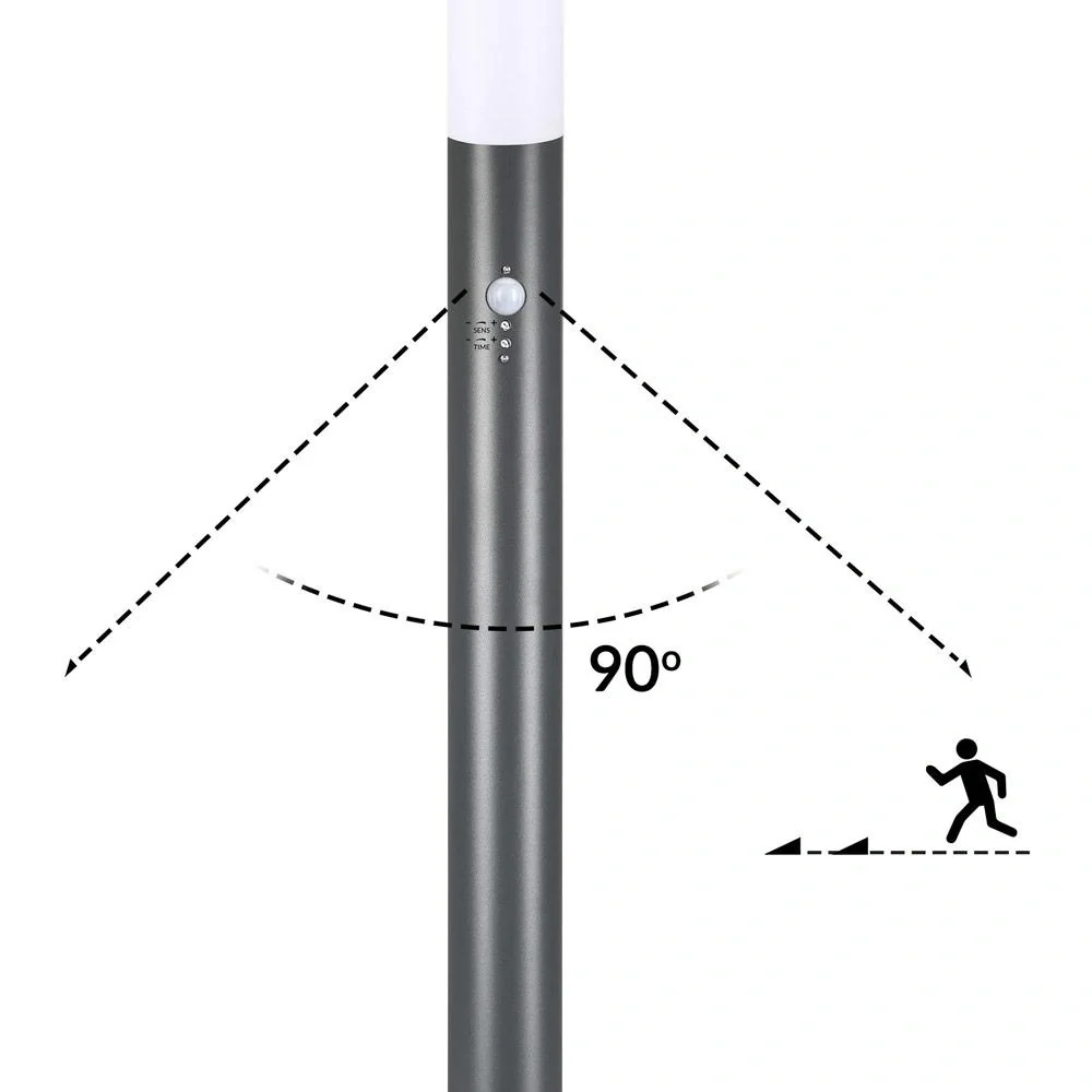 Wegbeleuchtung / Außenleuchte - Garten - Edelstahl - Mit Sensor - 100 x 12 cm - Anthrazit - 5