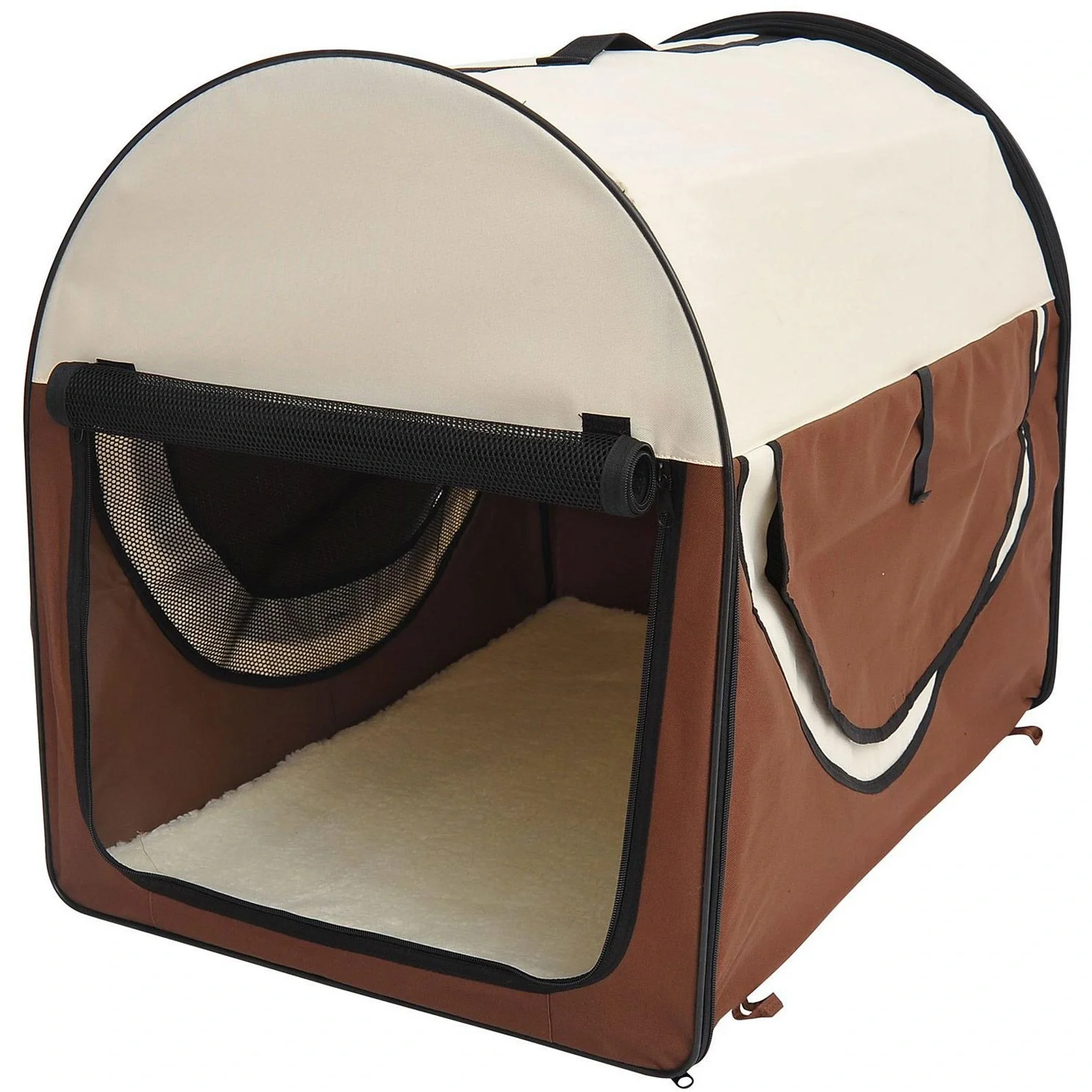 Hundetransportbox, faltbar, Größe L 70x51x59 cm, kaffeebraun-creme - 6