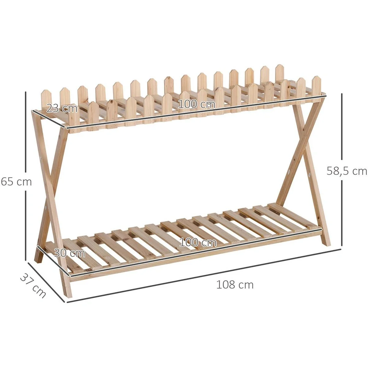 Pflanzenständer - Massivholz - 108 x 37 x 65 cm - 5