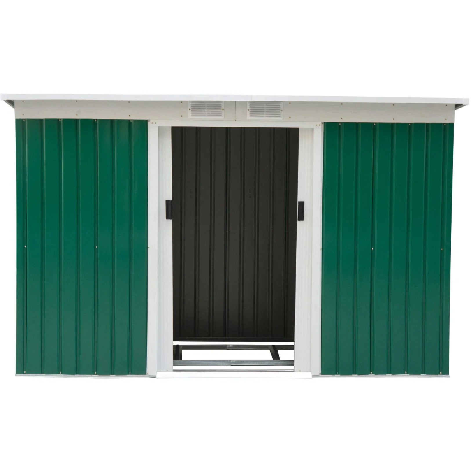 Metall Gerätehaus Gartenhaus Geräteschuppen Geräteschrank Metallhütte Pultdach verzinkt Grün 277 x 130 x 173 cm - 7