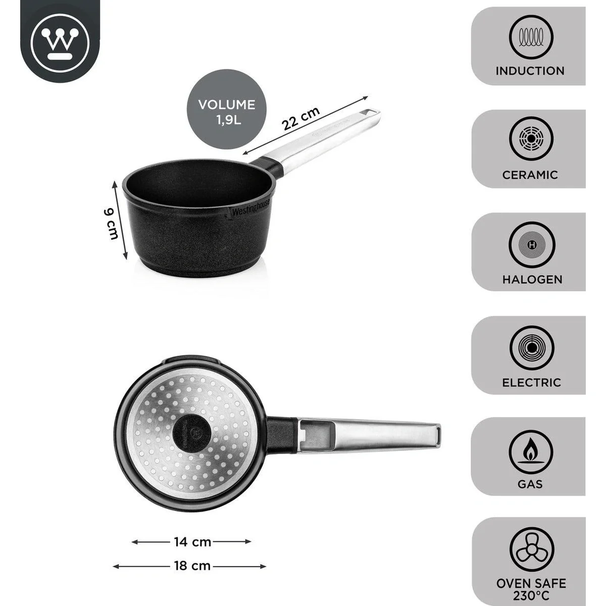 Performance Series Kochtopf - Backofen geeignet - 18 cm - Schwarz - 6