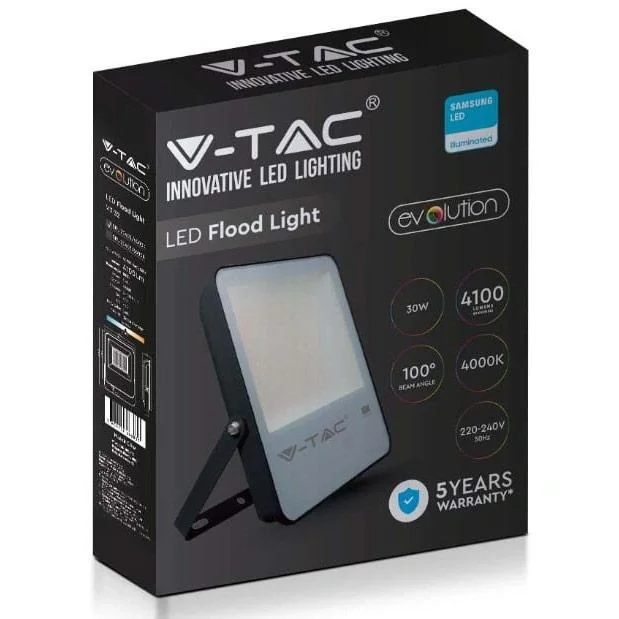 VT-52 LED-Flutlicht - 50 W - 6850 Lm - 4000K - schwarz - Extra effizient - 9