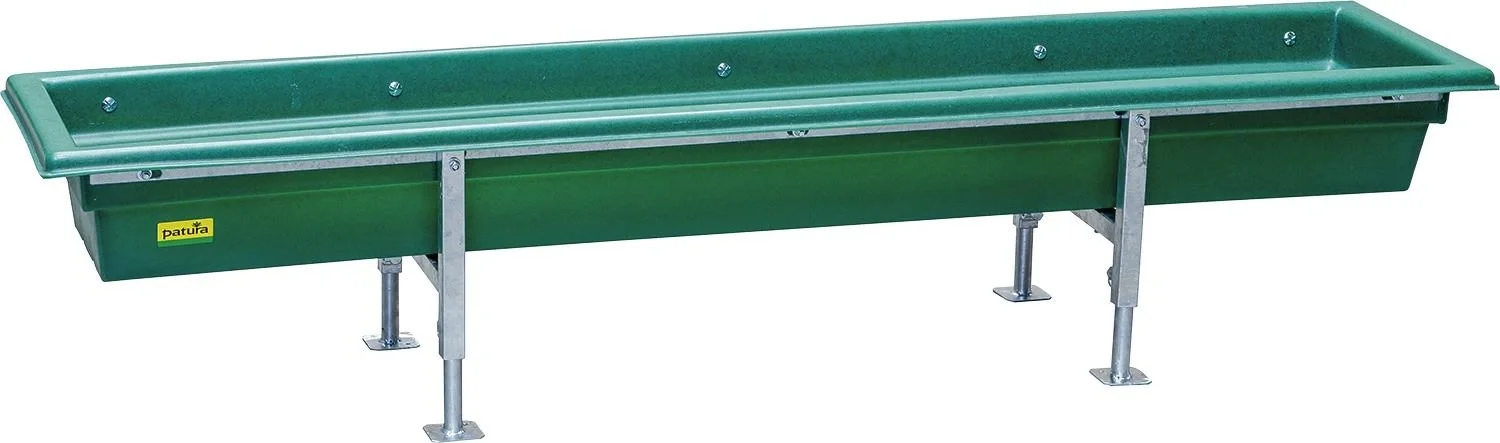 Futtertrog, aus Kunststoff, mit höhenverstellbarem Gestell, 2 m - 2